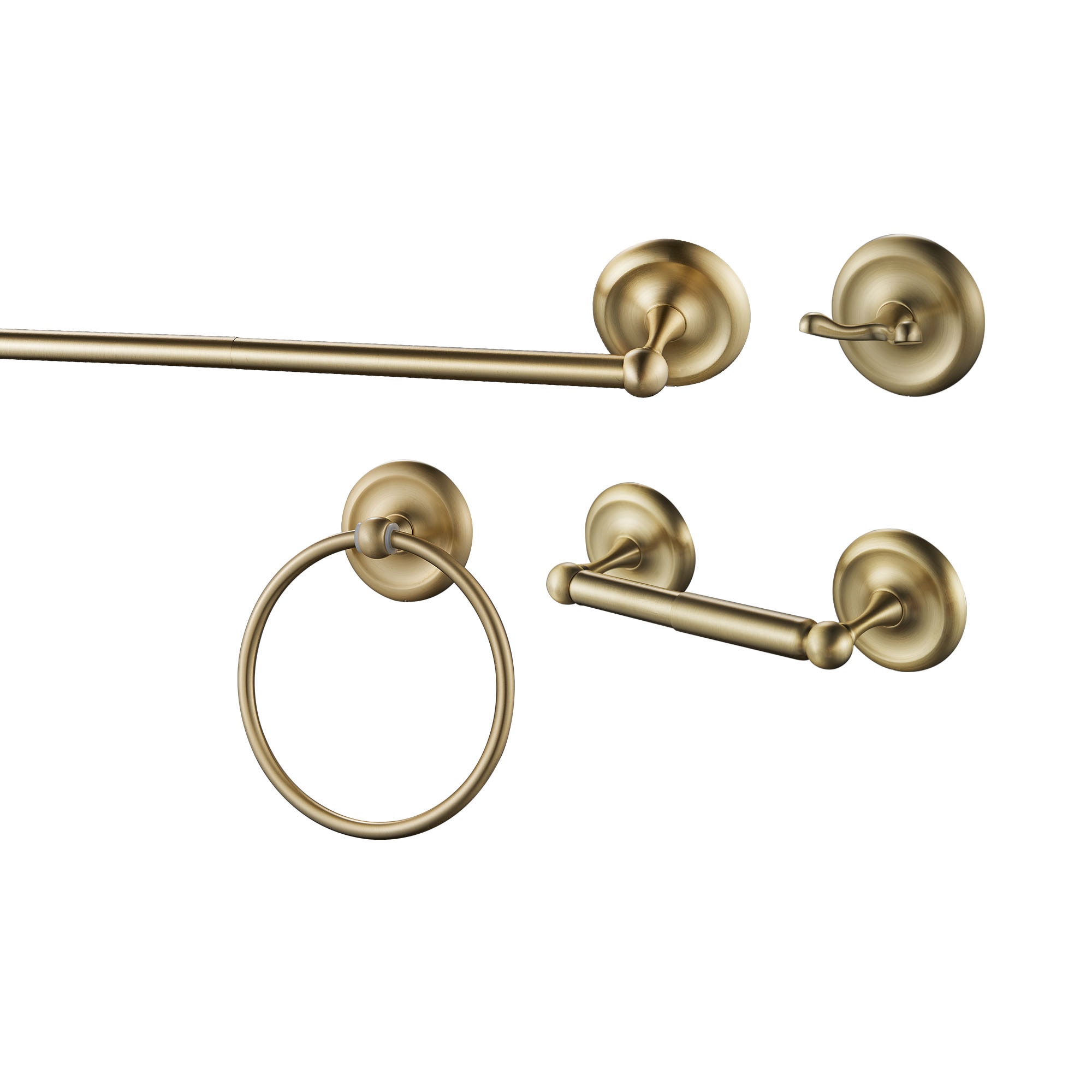 FORIOUS LL19101G4A 4 -Piece Gold Decorative Bathroom Hardware Set Towel Bar, Toilet Paper Holder, Towel Ring ,Robe Hook Included
