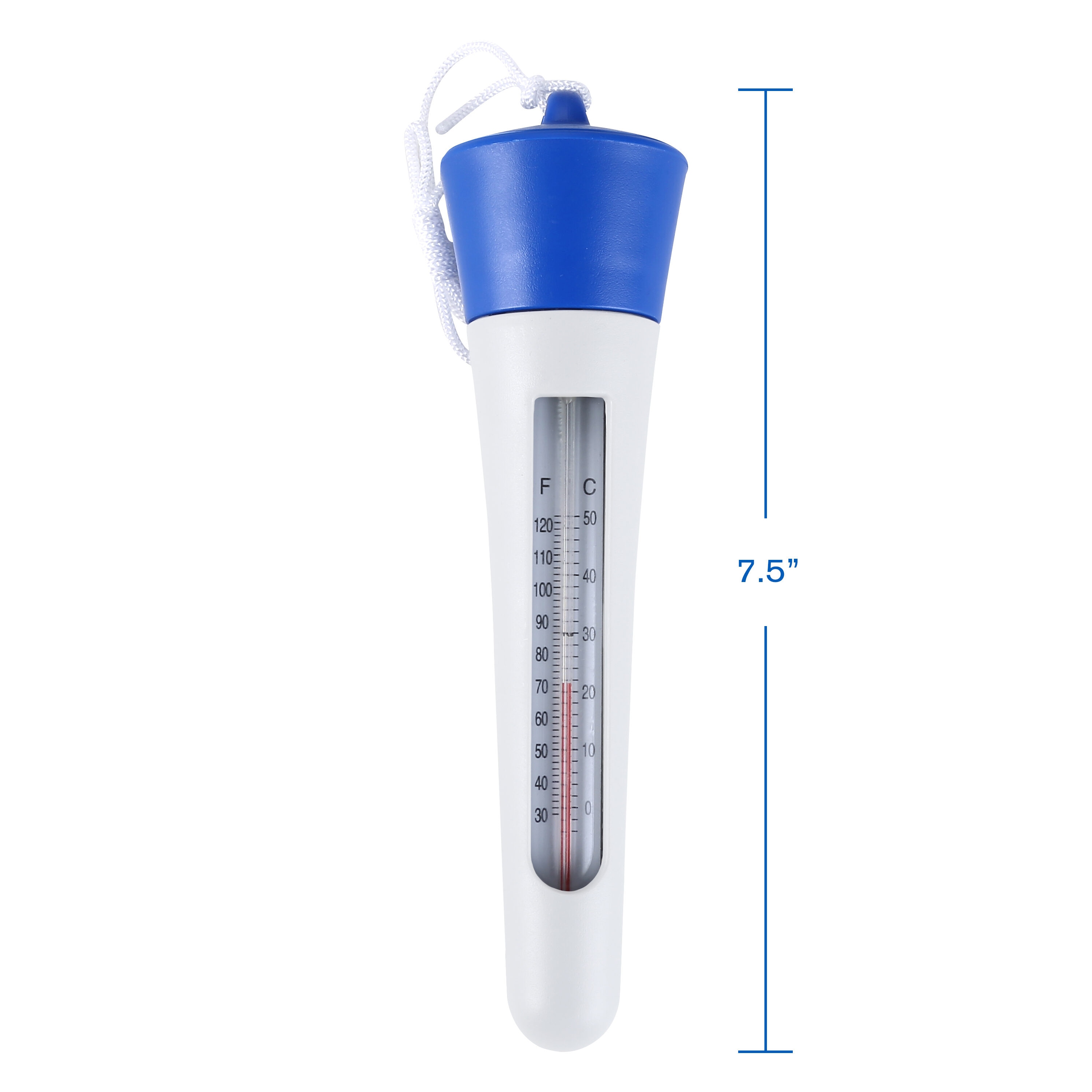 8.25 White Swimming Pool Thermometer with Cord and Removable Buoy