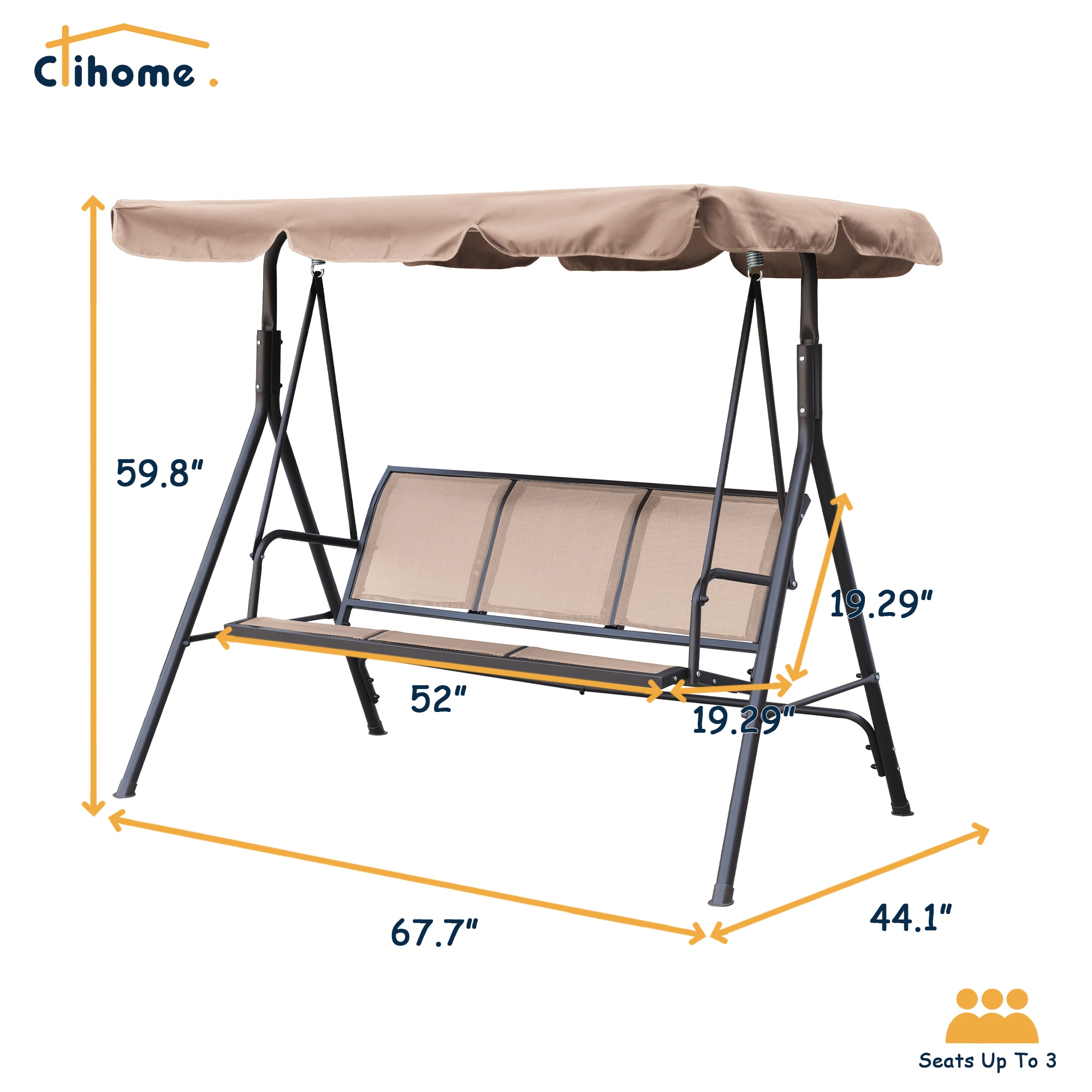 Clihome 3 Person Textilene Porch Swing WF8007-1BE-CL at Lowes.com