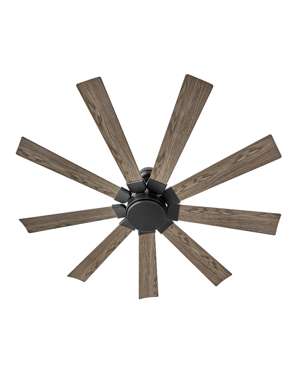 Hinkley Turbine 60-in Matte Black with Driftwood Blades Integrated LED Indoor/Outdoor Smart Propeller Ceiling Fan with Light and Remote (9-Blade) 904260FMB-LWD Sansujyuku sansujyuku.com