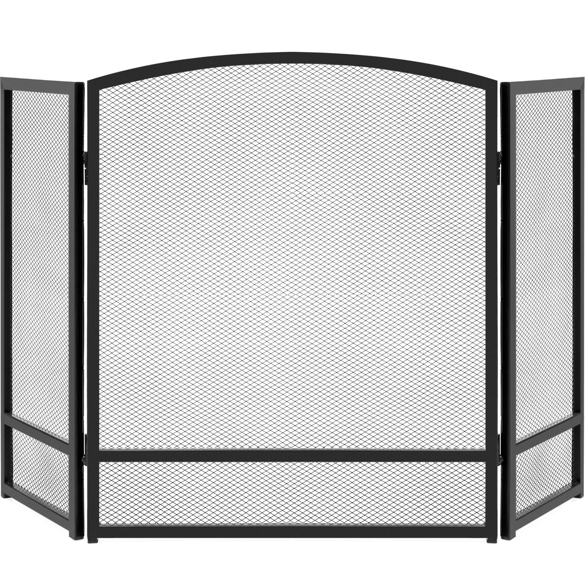 Numhew 47.5-in W x 27.25-in H Black 3-Panel Iron Fireplace Screen