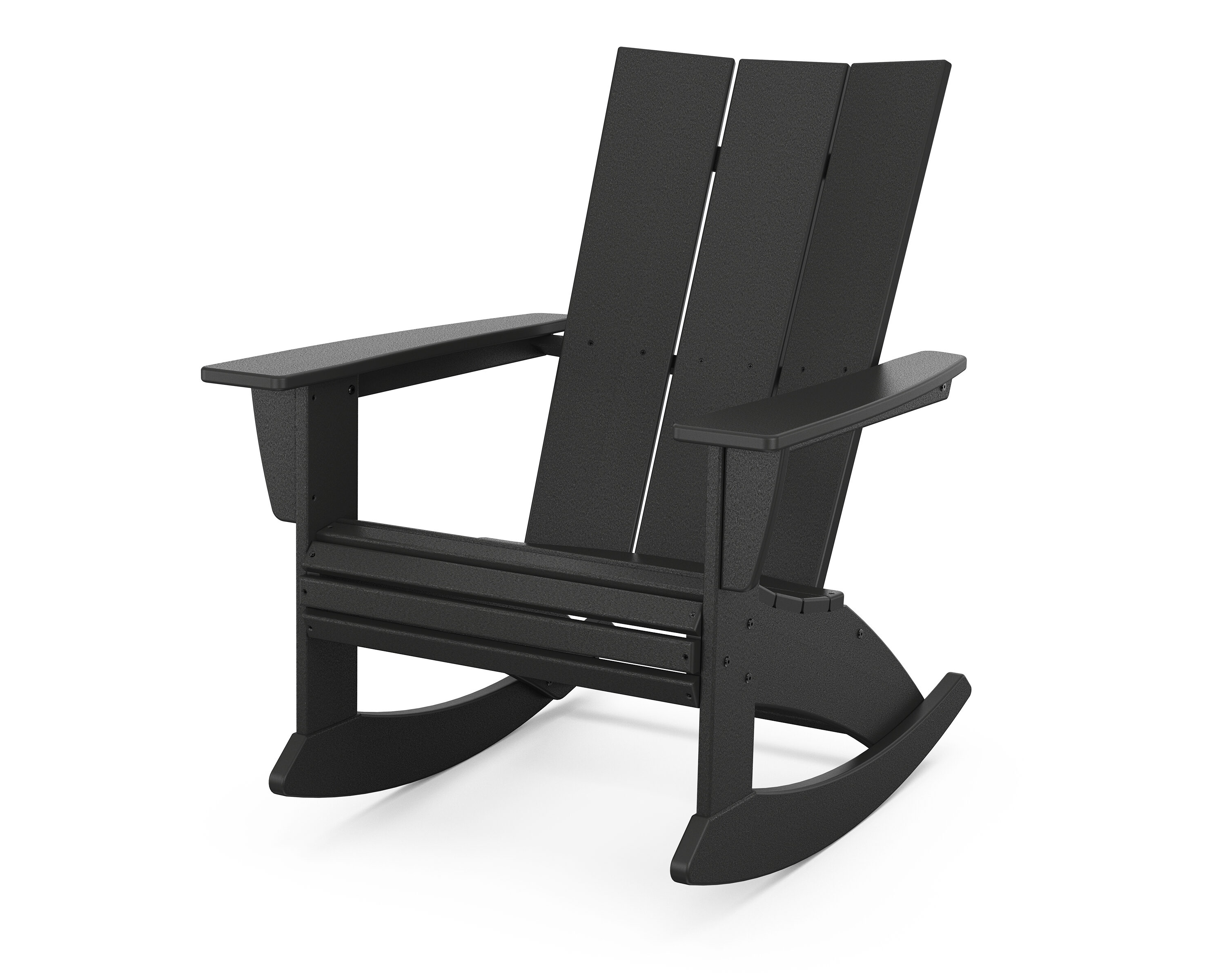 POLYWOOD Modern Adirondack Black Plastic Frame Rocking Chair with Slat Seat in the Patio Chairs department at Lowes