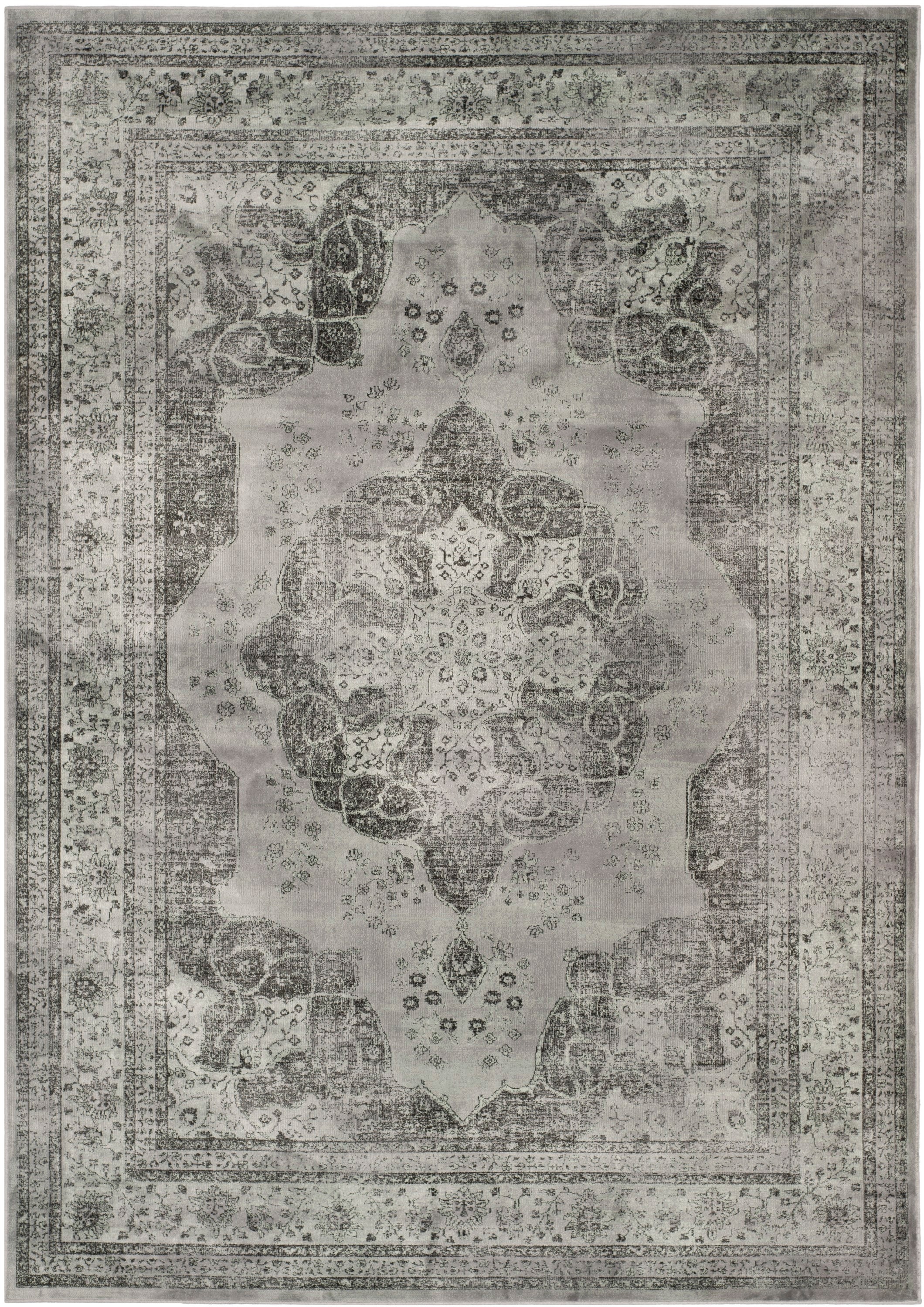 Gray Hand-Knotted Rectangular Viscose Area Rug