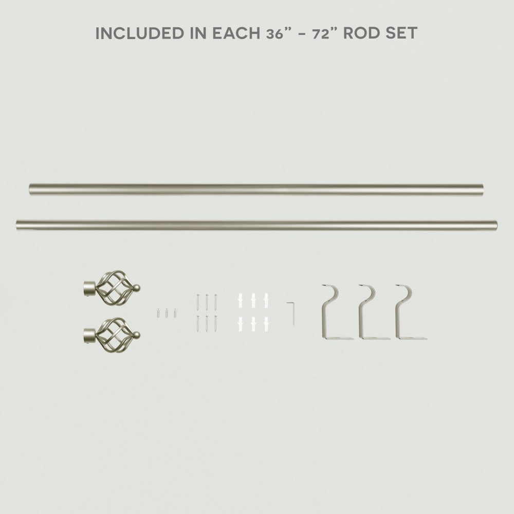 Matte Silver Adjustable Curtain Rod with Twisted Iron Finials