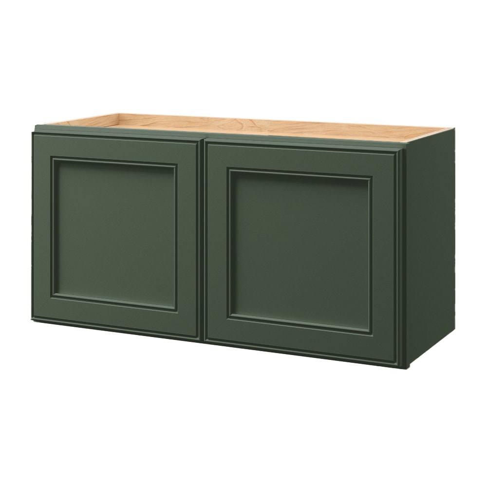 Heathrow 30-in W x 15.125-in H x 12-in D Sage Wall Fully Assembled Cabinet (Recessed Panel Square Door Style) in Green | - allen + roth 811HR