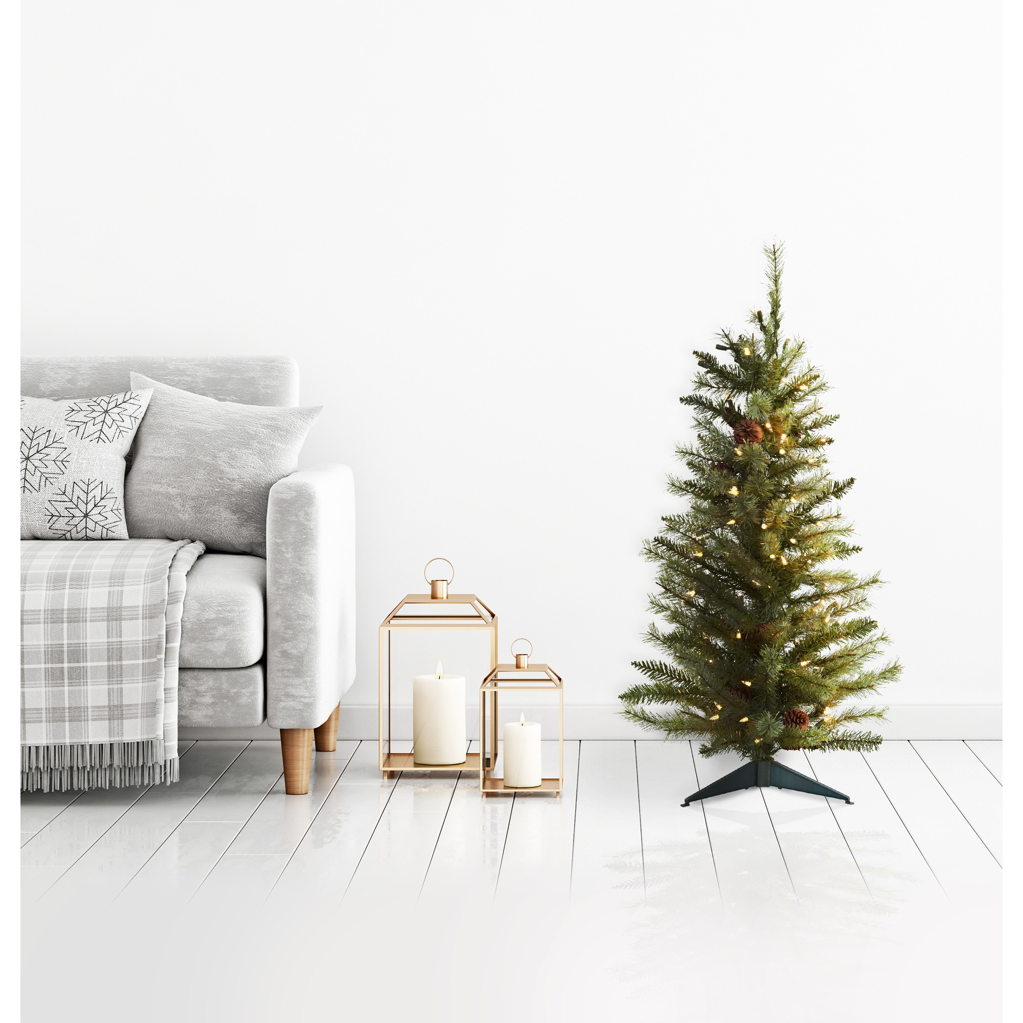 3ft White Pine Pre-Lit Artificial Christmas Tree with Clear Lights