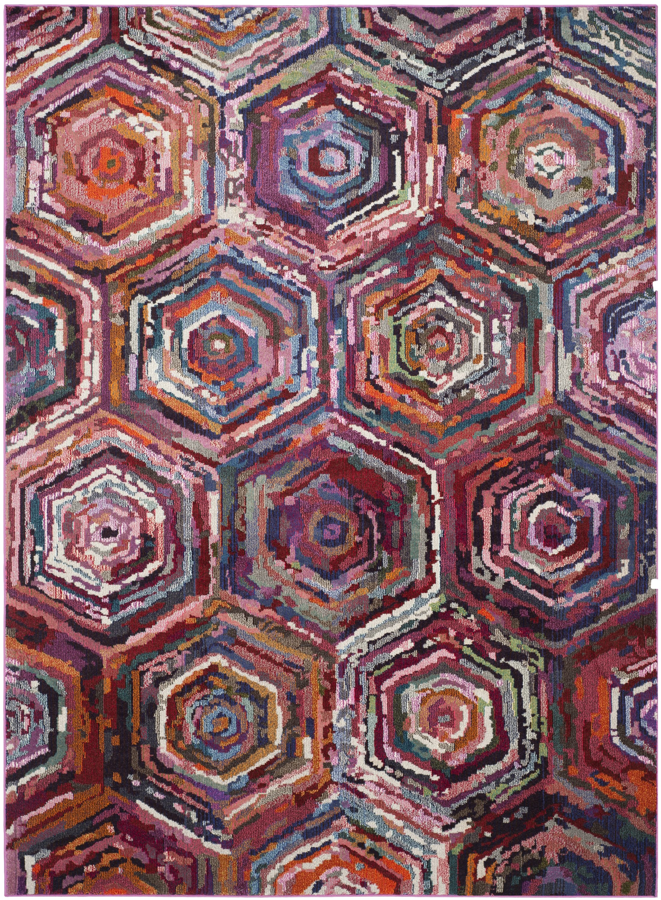 Multicolor Geometric Synthetic Rectangular Area Rug, 79"x5"