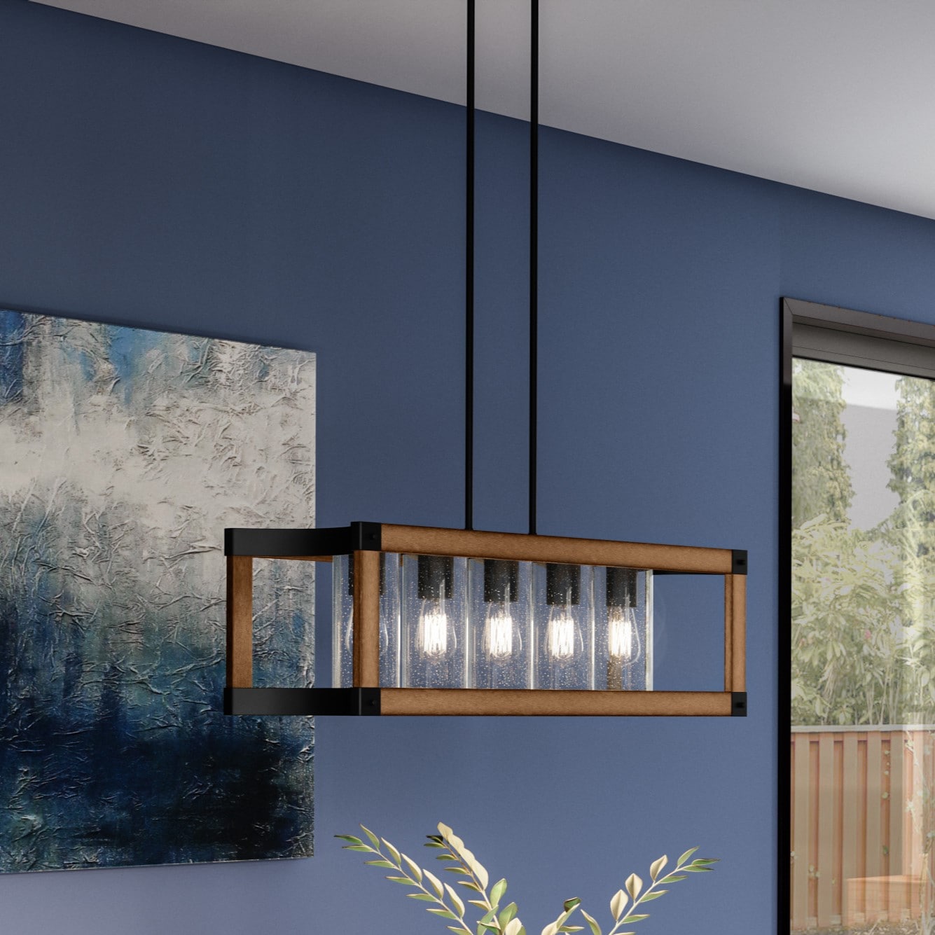 Quoizel RYN536MBK Rylan 5-Light Matte Black Farmhouse Wet Rated Chandelier