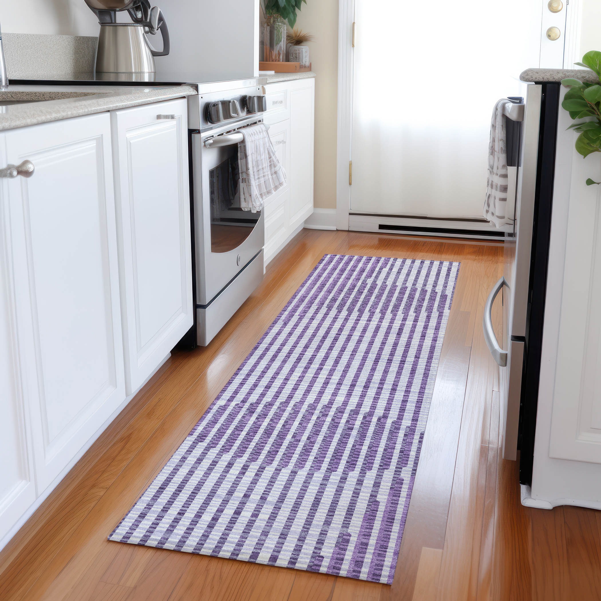 Addison Rugs ACN1001PP2X8 Chantille ACN1001PP 2 x 7 (ft) Polyester Purple Rectangular Indoor/Outdoor Geometric Machine washable Runner rug