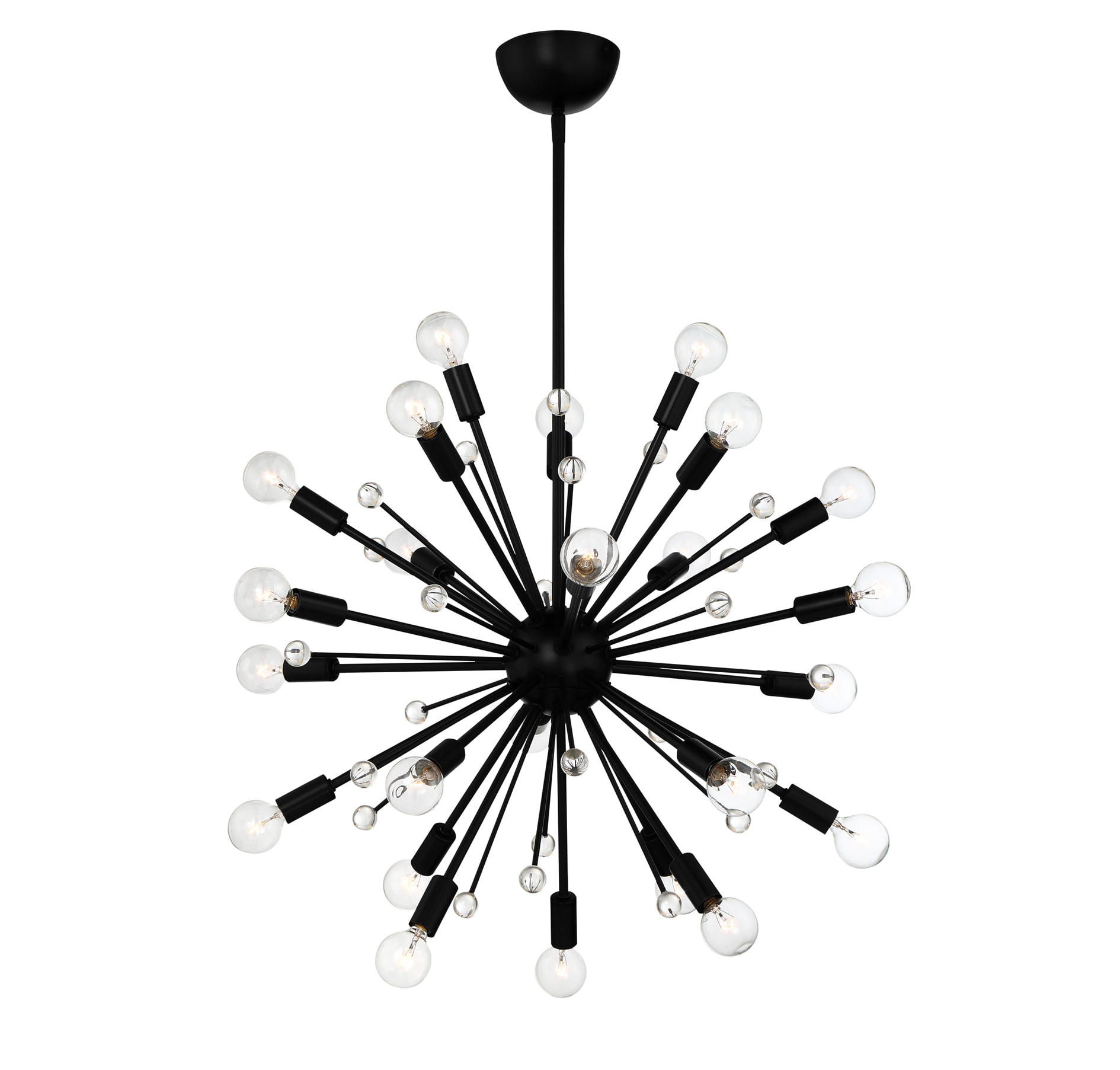 Galea Matte Black 24-Light Sputnik Chandelier with Glass Baubles