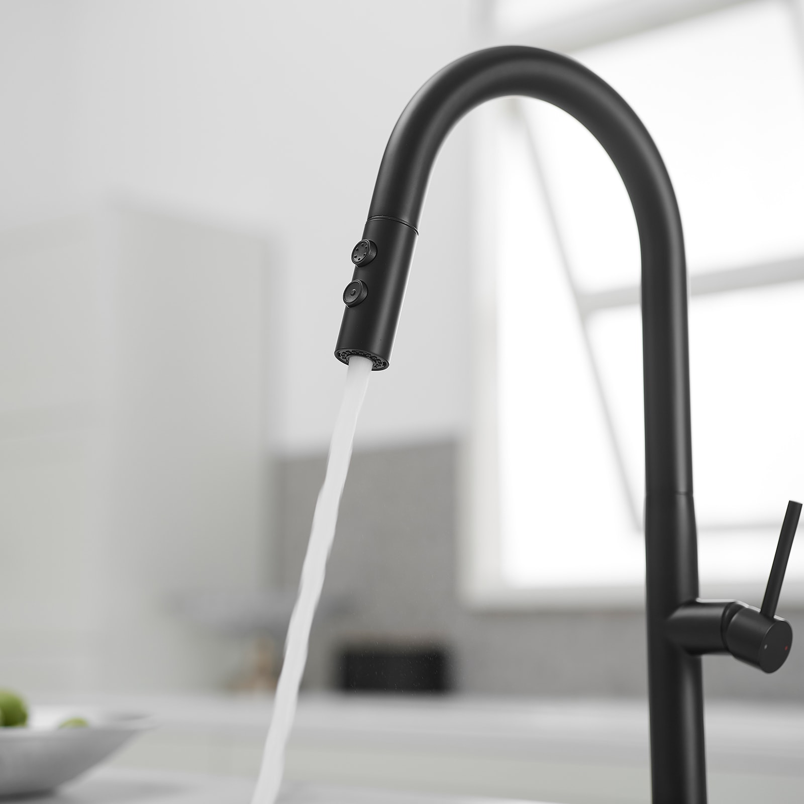 Matte Black Brass High Arc Single Handle Kitchen Faucet