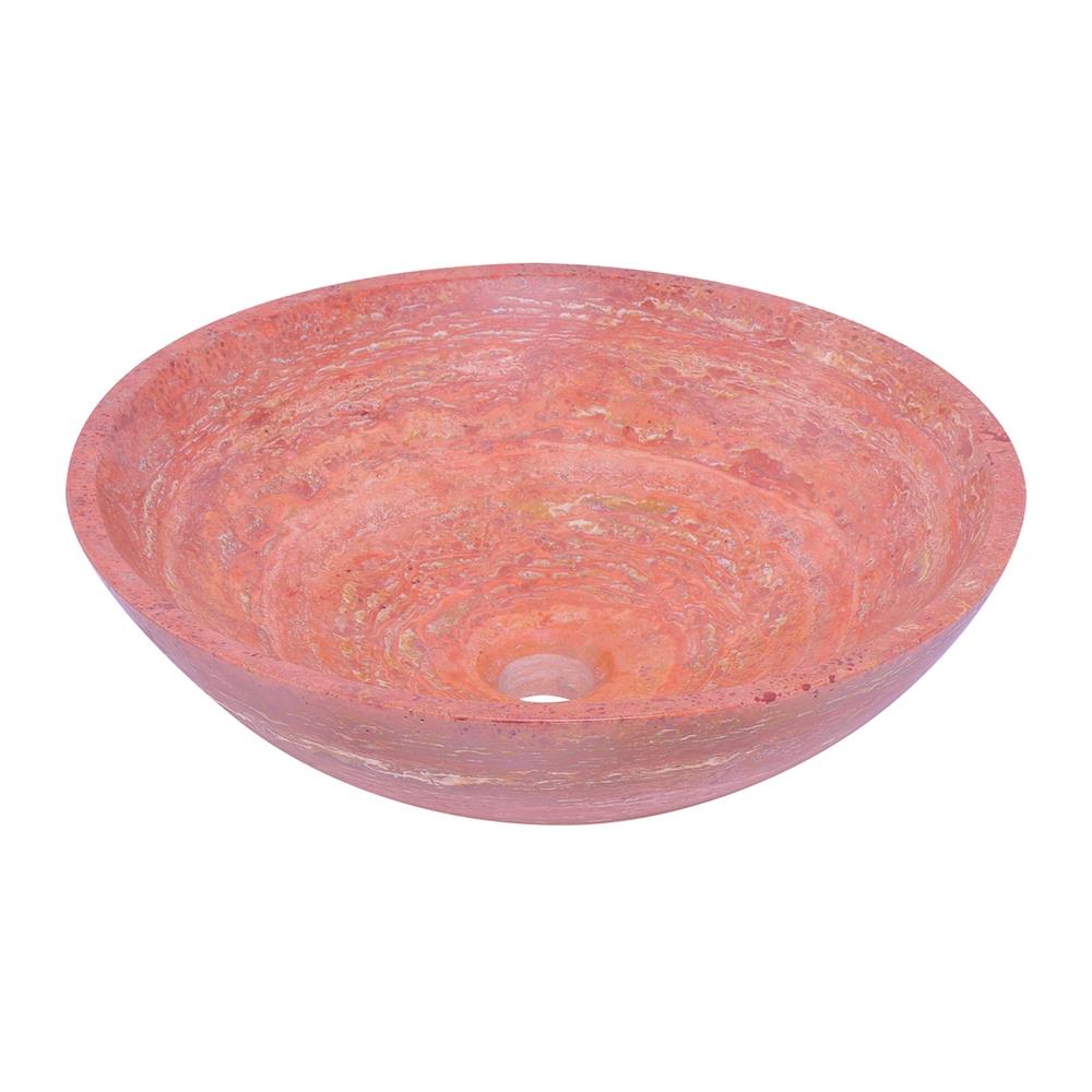 Novatto NOSV-RT Red Stone Vessel Round Traditional Bathroom Sink (17-in x 17-in)