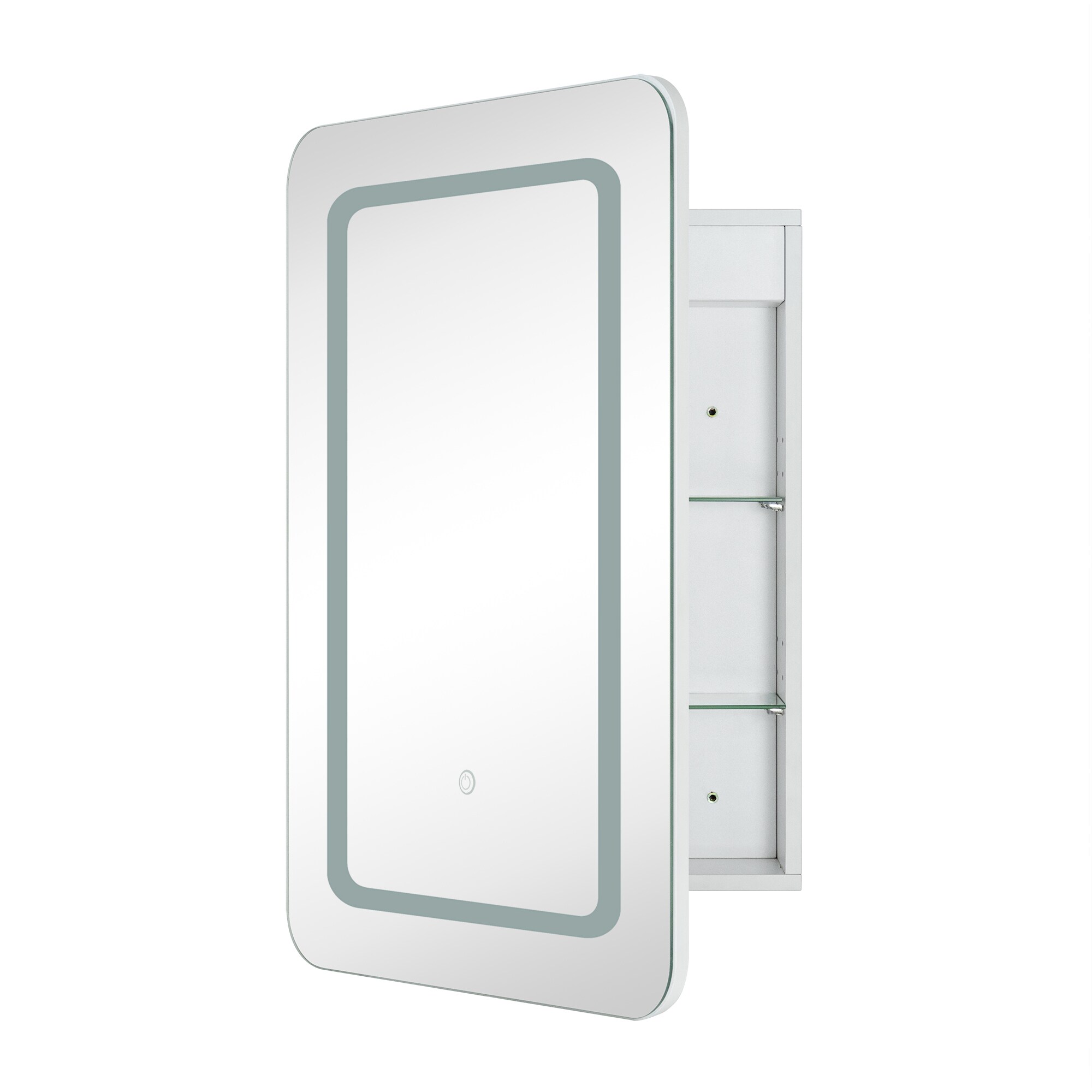 TEHOME GC-0Y325 20-Inches x 30-Inches Lighted Surface Mount White Mirrored Rectangle Soft Close Medicine Cabinet