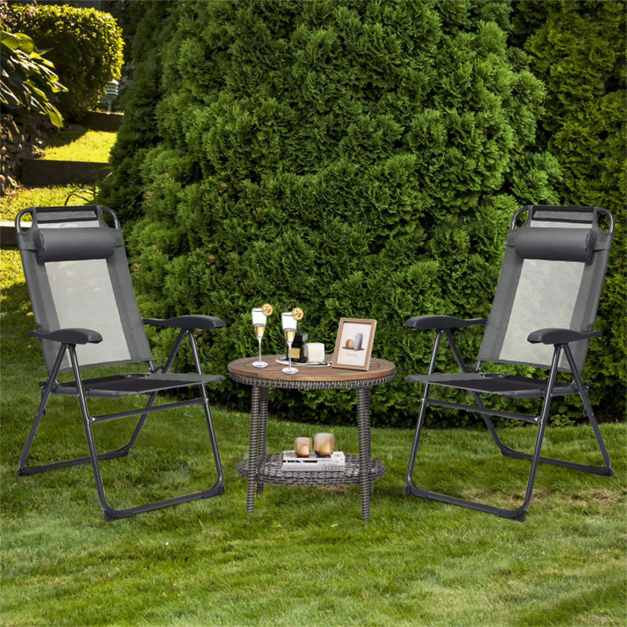 BABOOM BOM-018GR-2-CO Gray Folding Camping chair Adjustable and Carrying Strap/Handle Included