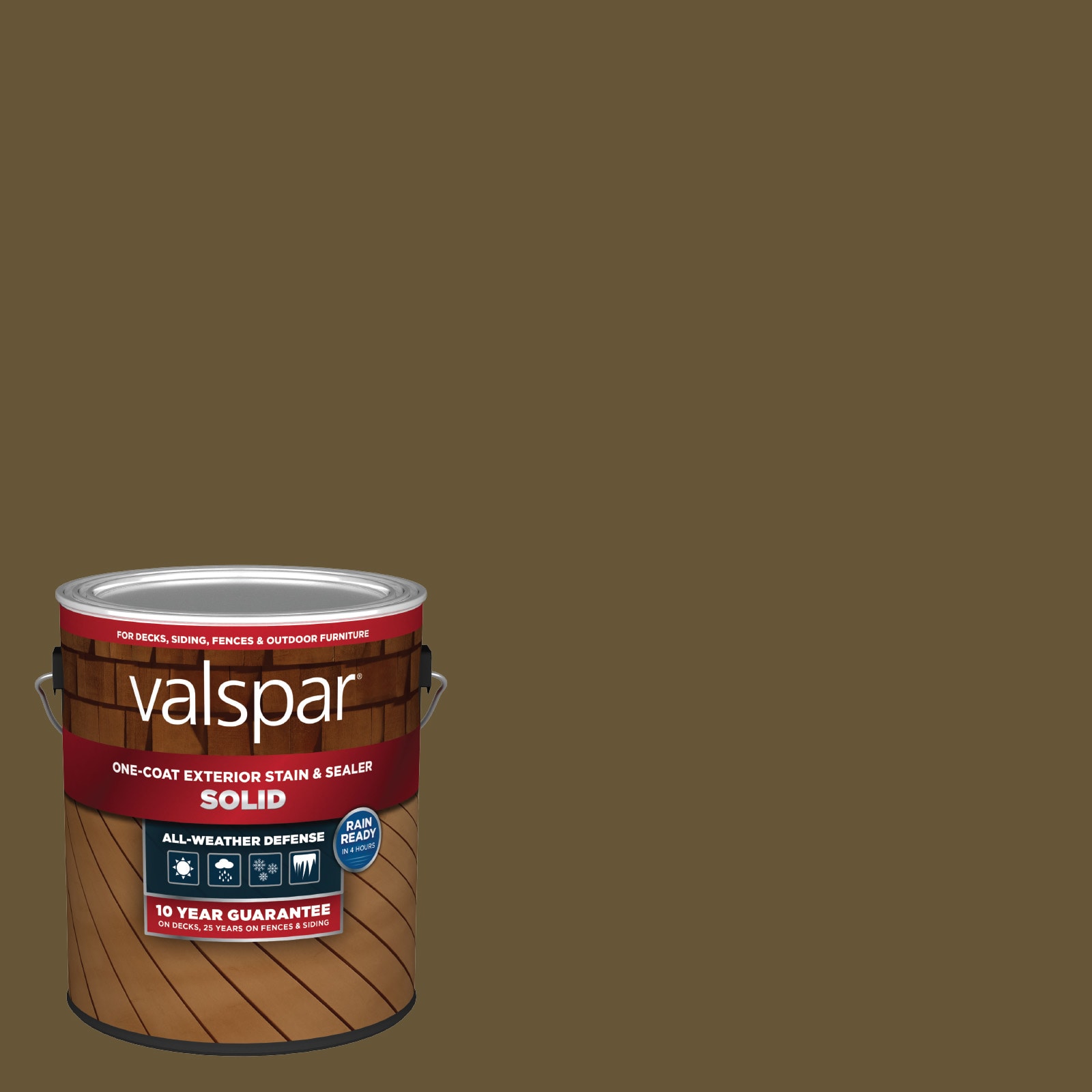 Valspar Spicy Brown Solid Exterior Wood Stain and Sealer (1-Gallon)