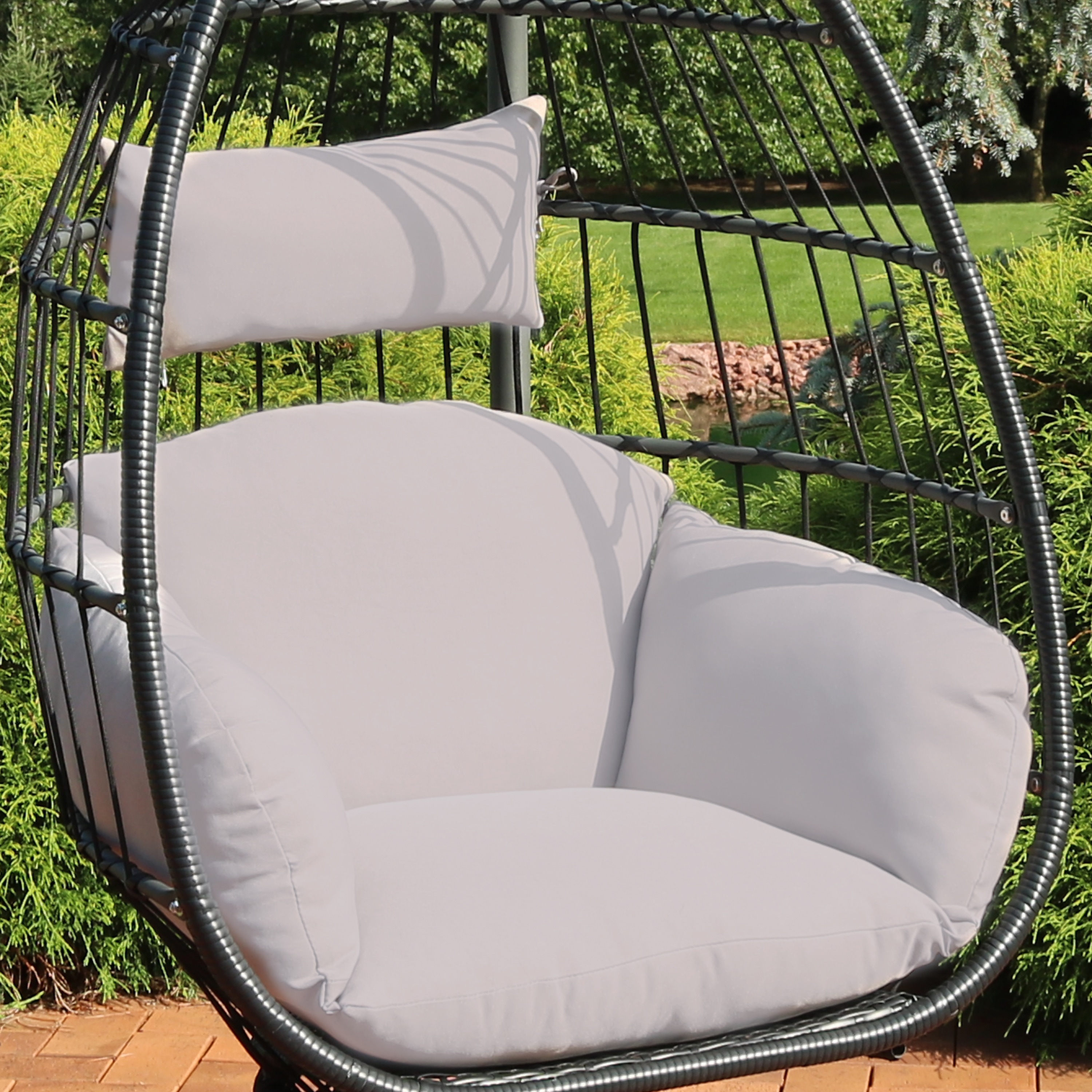 Sunnydaze Decor AJ-638-918-CUSH 17.5-in x 25-in 2 -Piece Gray High back patio chair cushion