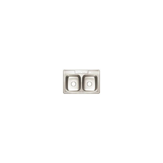 Premier 4-Hole Double Bowl Sink, 22-Gauge, Stainless Steel, 33 In. X 22 In. X 6 In. Premier 4-Hole Double Bowl Sink, 22-Gauge, Stainless Steel, 33 In. X 22 In. X 6 In.