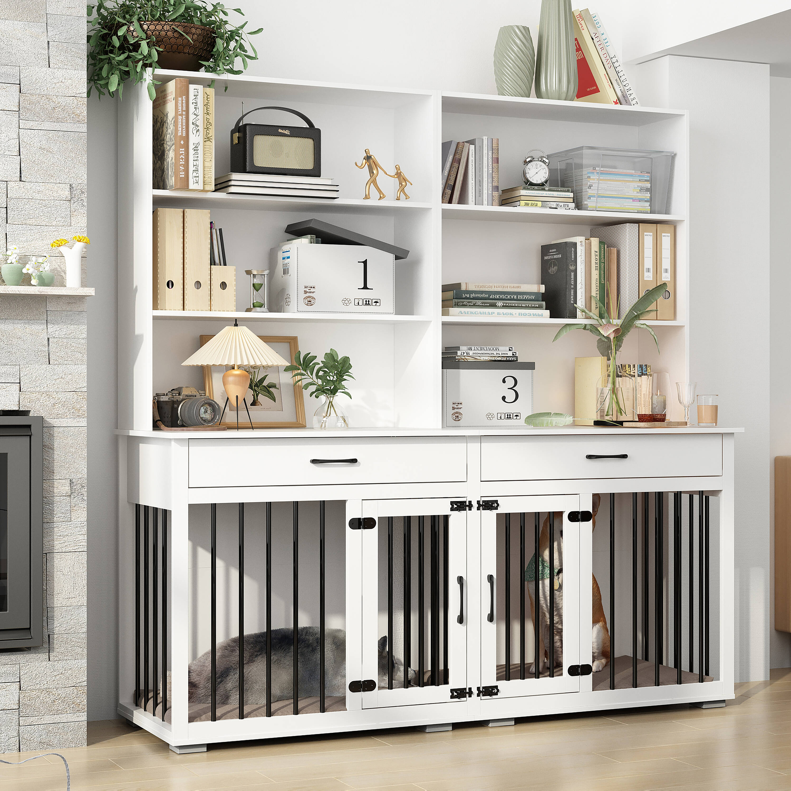 MIDHAM KF150207-01+02 Composite Indoor Large Dog/Cat House