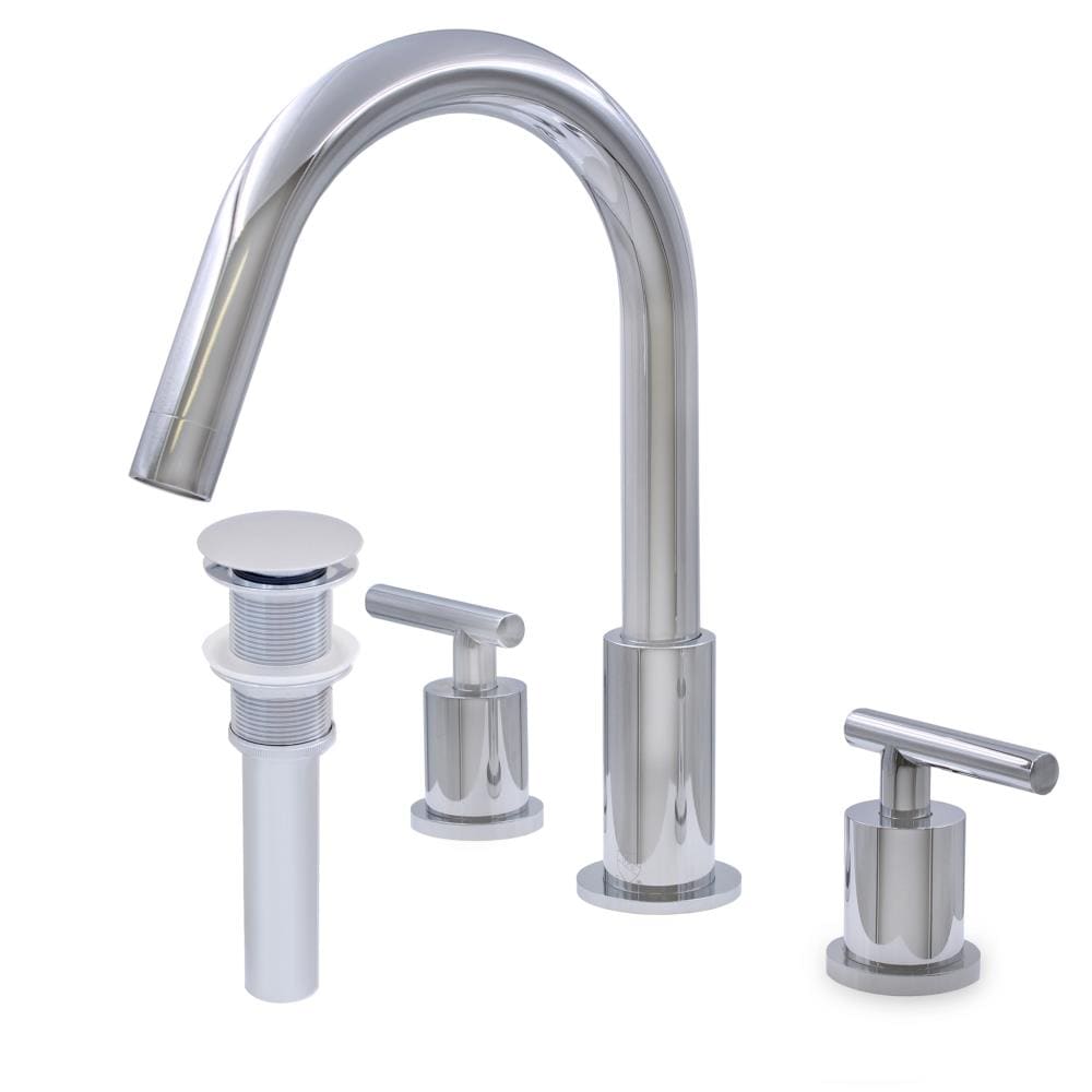 Novatto NBF-112CH-PUD Waltz Polished chrome Widespread 2-handle High-arc Commercial/Residential Handle Bathroom Sink Faucet