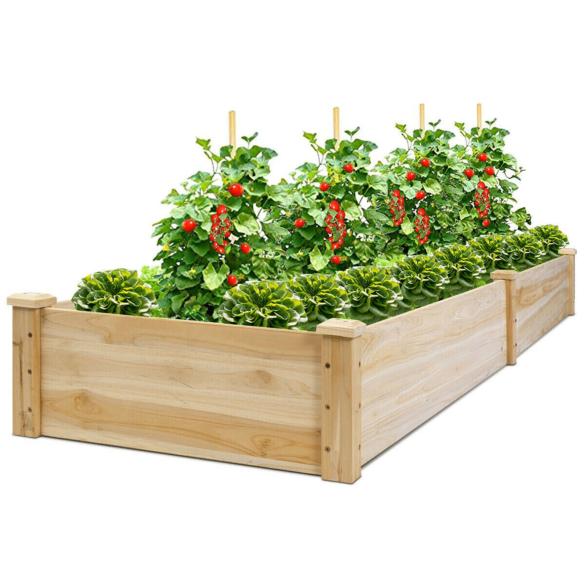 Costway LWS00606 25-in W x 97-in L x 10-in H Brown Wood Raised Garden Bed
