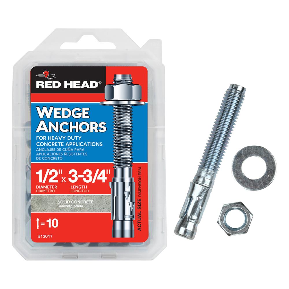 Red Head 13017 1/2-in x 3-3/4-in Concrete Wedge Anchors (10-Pack)