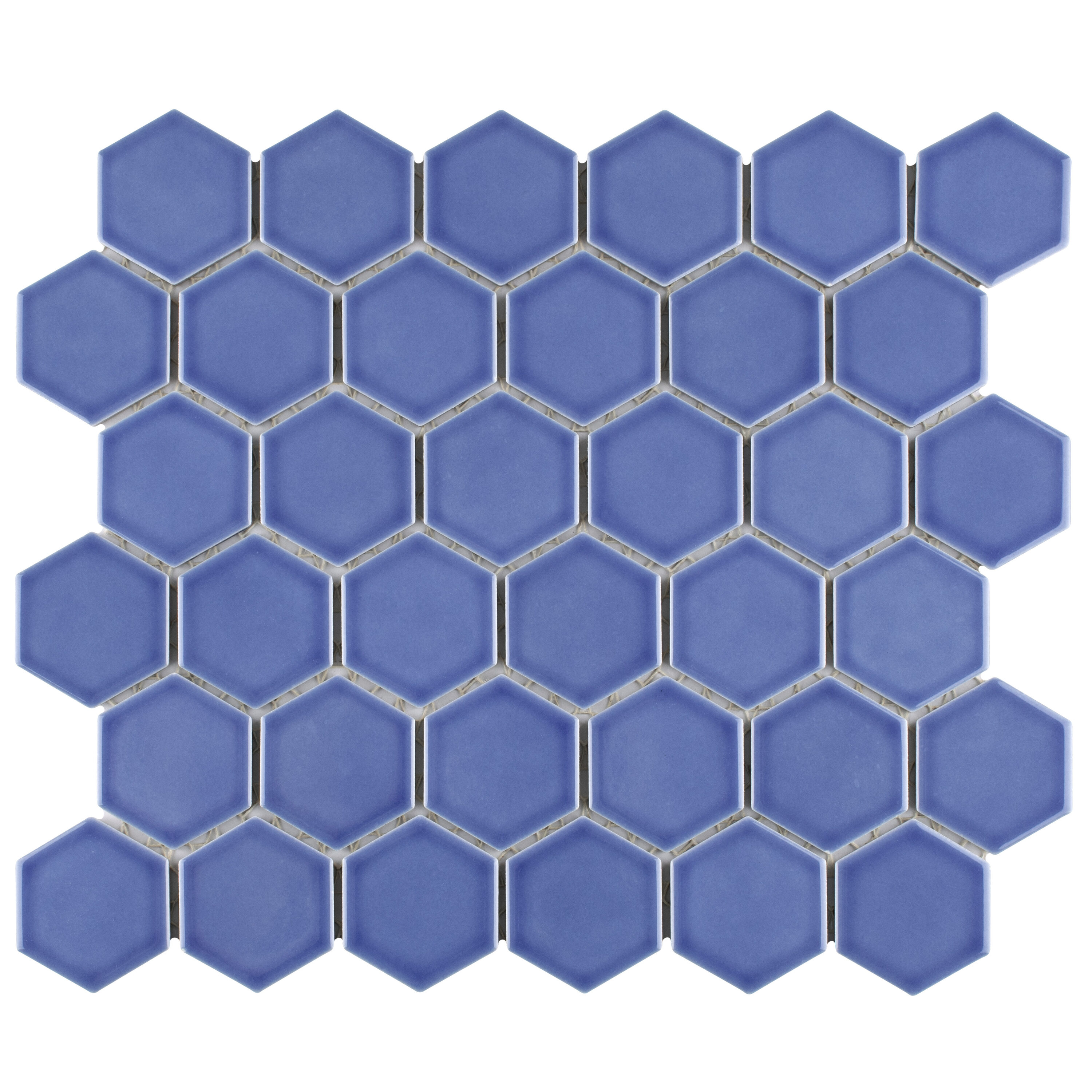 Affinity Tile S1FTC2TRGPER Sample - Tribeca 2" Hex Glossy Periwinkle 6-in x 6-in Glossy Porcelain Floor and Wall Tile