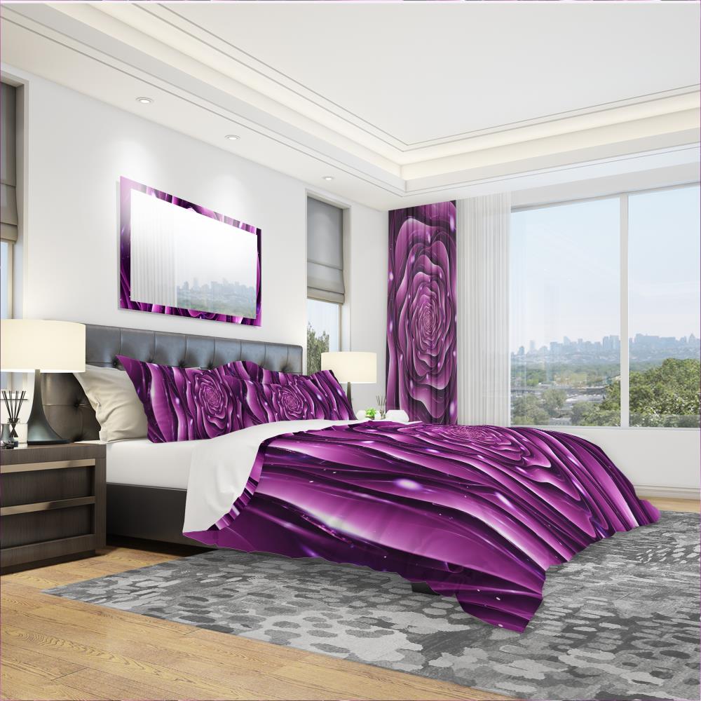 Designart BED3007-K 3 -Piece Purple King Duvet cover Set