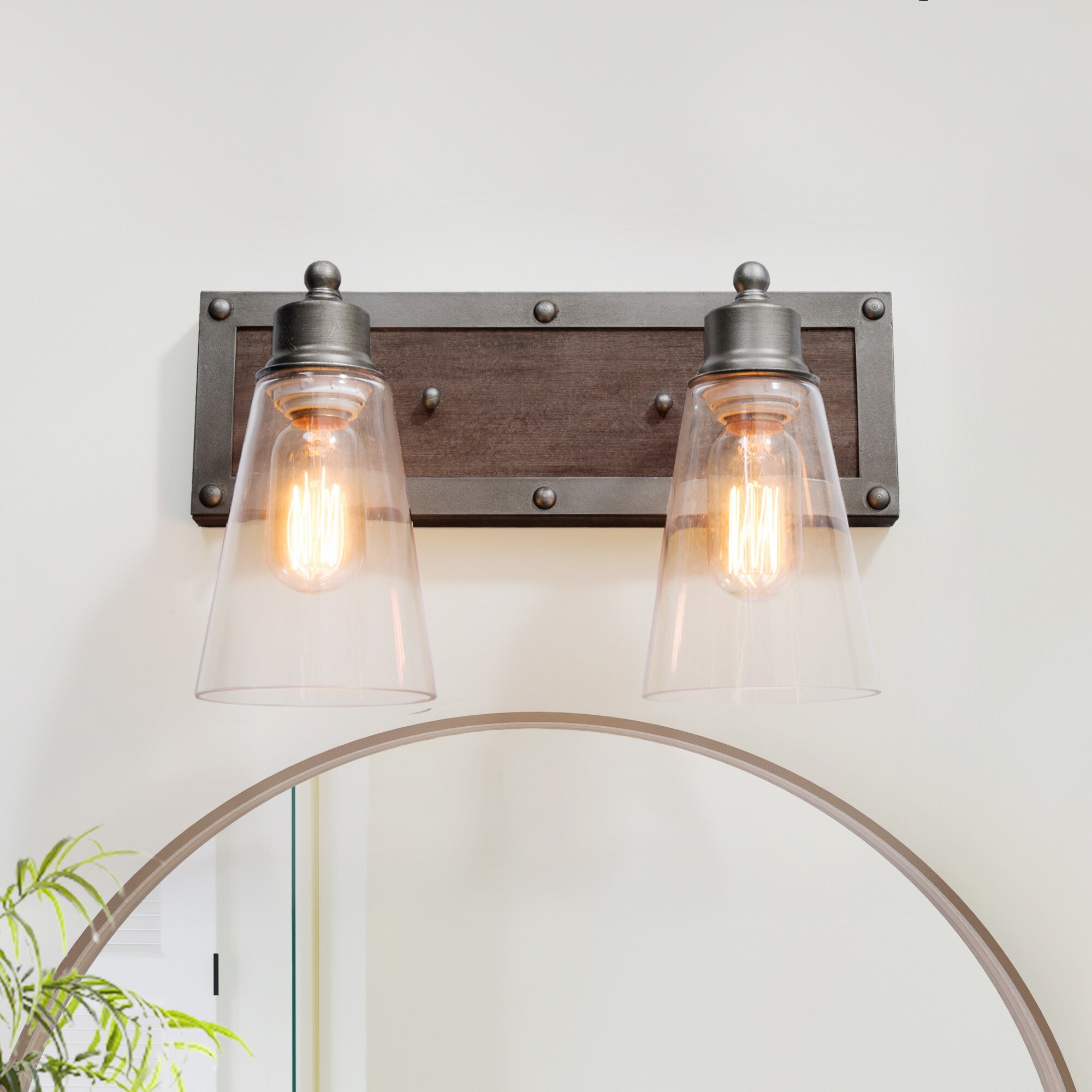 LNC A03331 Sabrina 14.1-in 2 -Light Antique Gray Transitional Vanity light bar