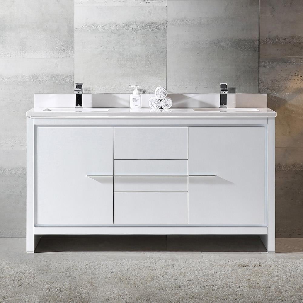 Fresca FCB8119WH-CWH-U Allier 60-in White Double sink Bathroom Vanity with White Ceramic Top