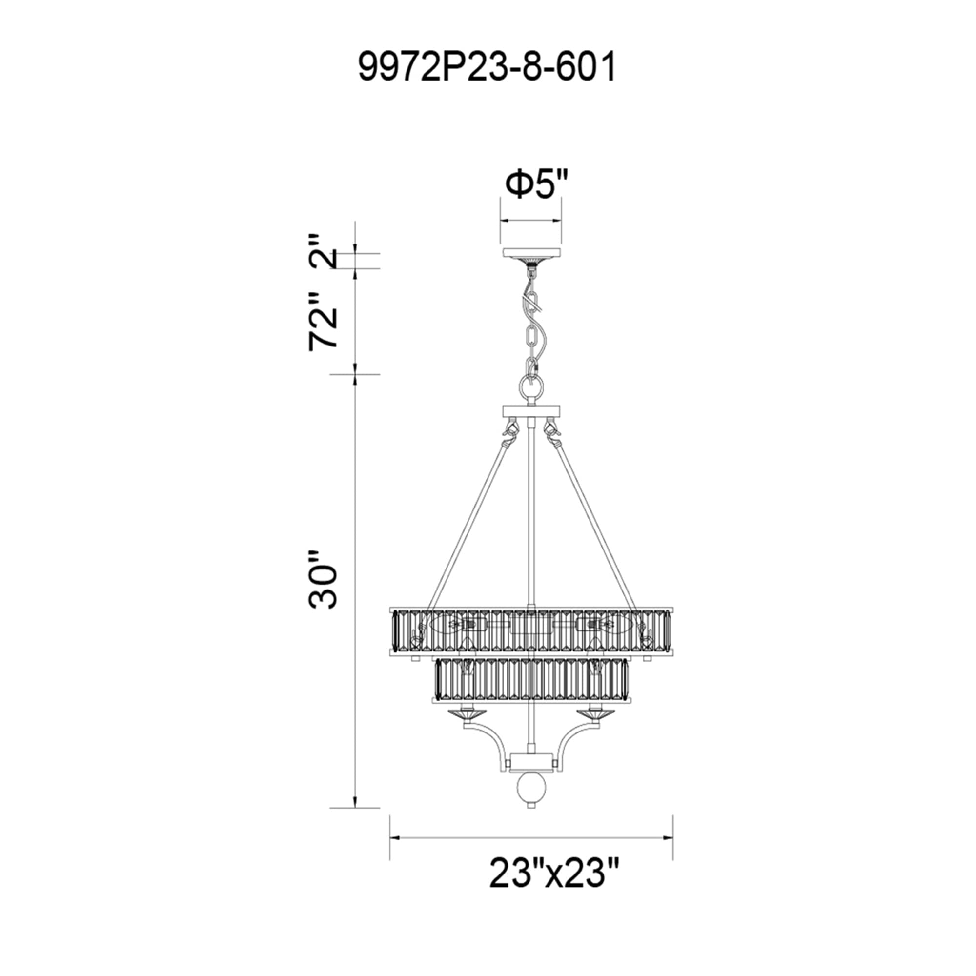 Shalia 23" Chrome Crystal Two-Tier Chandelier