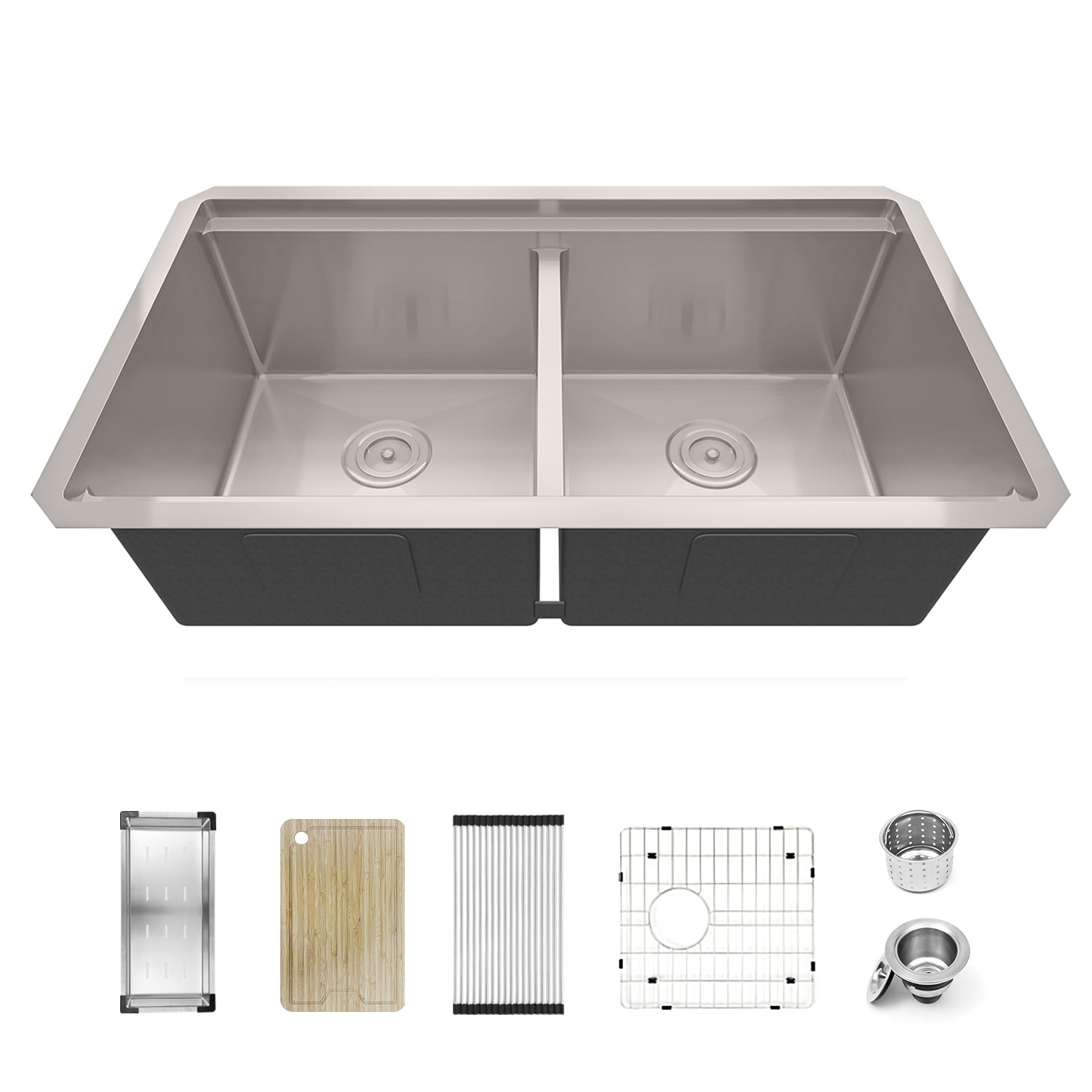 Sinber 33" Stainless Steel Double Bowl Drop-In Workstation Sink