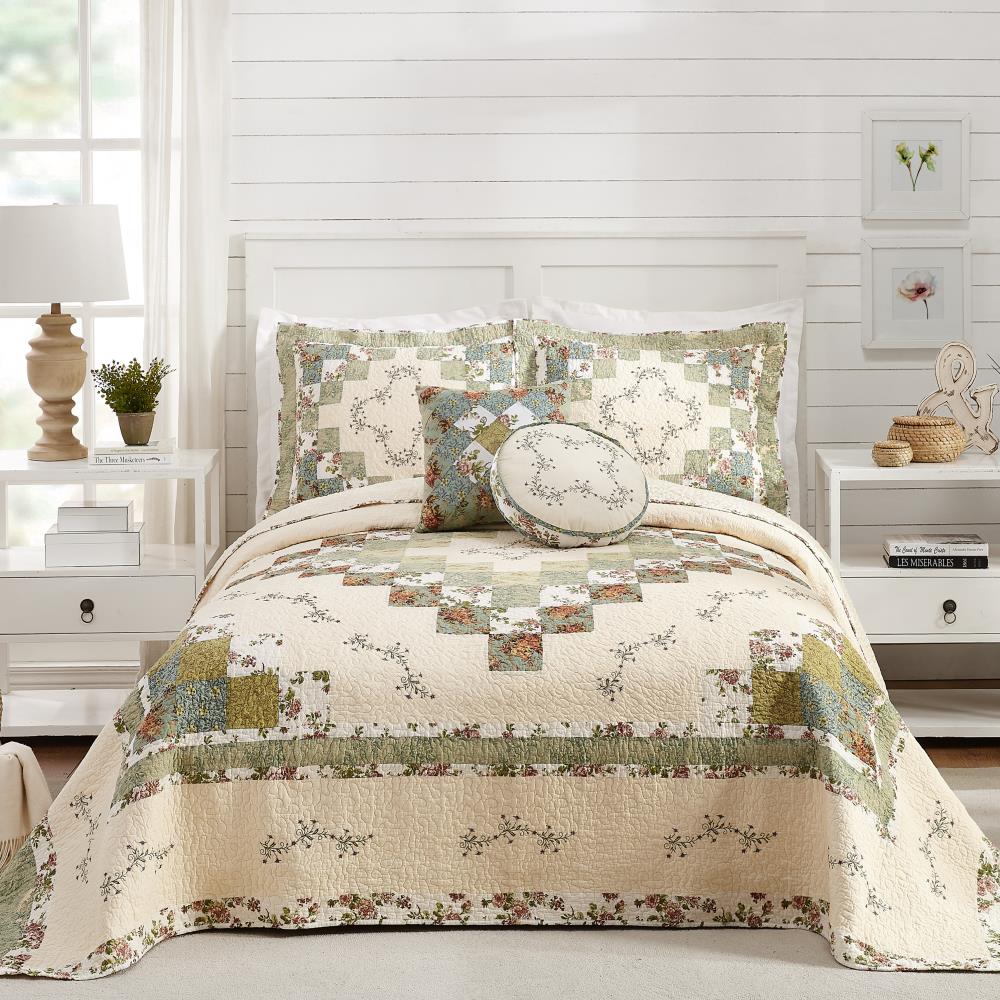 Modern Heirloom Olivia Multiple Colors/Finishes Floral Reversible Queen  Bedspread (Cotton with Cotton Fill) in the Comforters  Bedspreads  department at