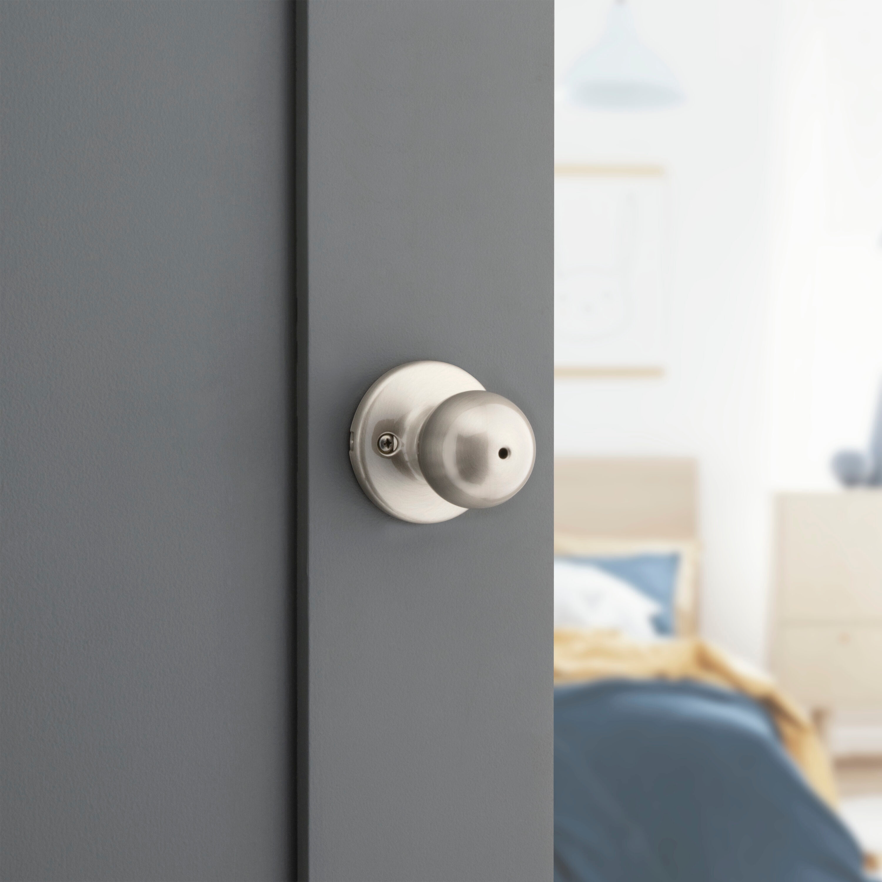Kwikset Security Polo Satin Nickel Interior Bed/Bath Privacy Door