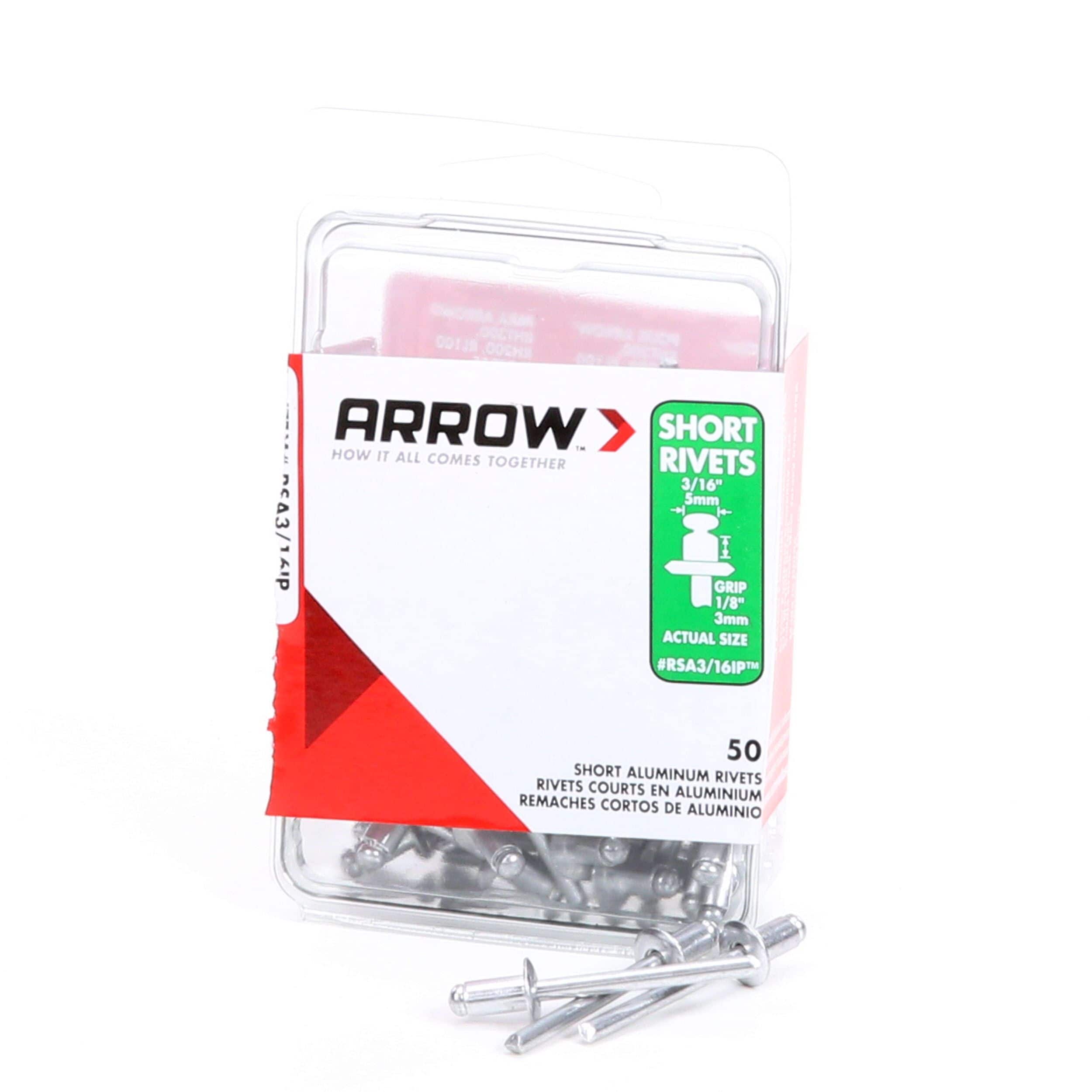 100 Count 2-Pack Arrow Fastener RSA3/16IP Short Aluminum 3/16-Inch Rivets 