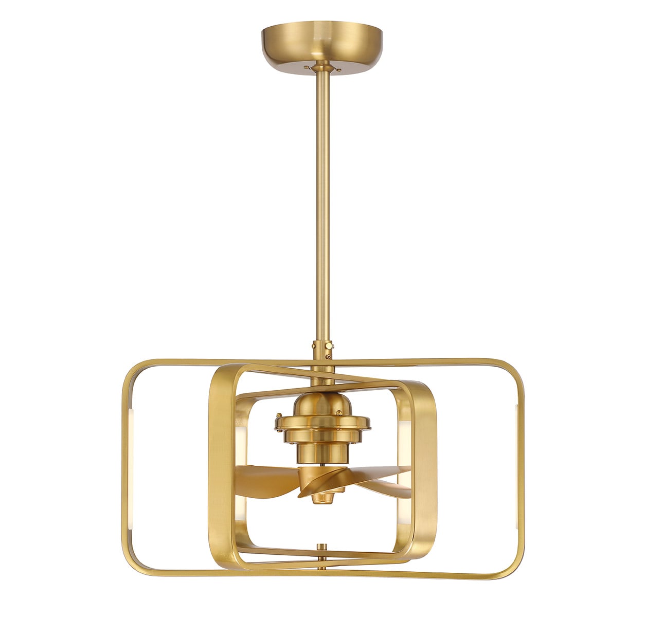 Savoy House 24-FD-955-322 Lynx 14-in Integrated LED Warm Brass with Gold Blades Fandelier - Remote Included ( 3 -Blade )