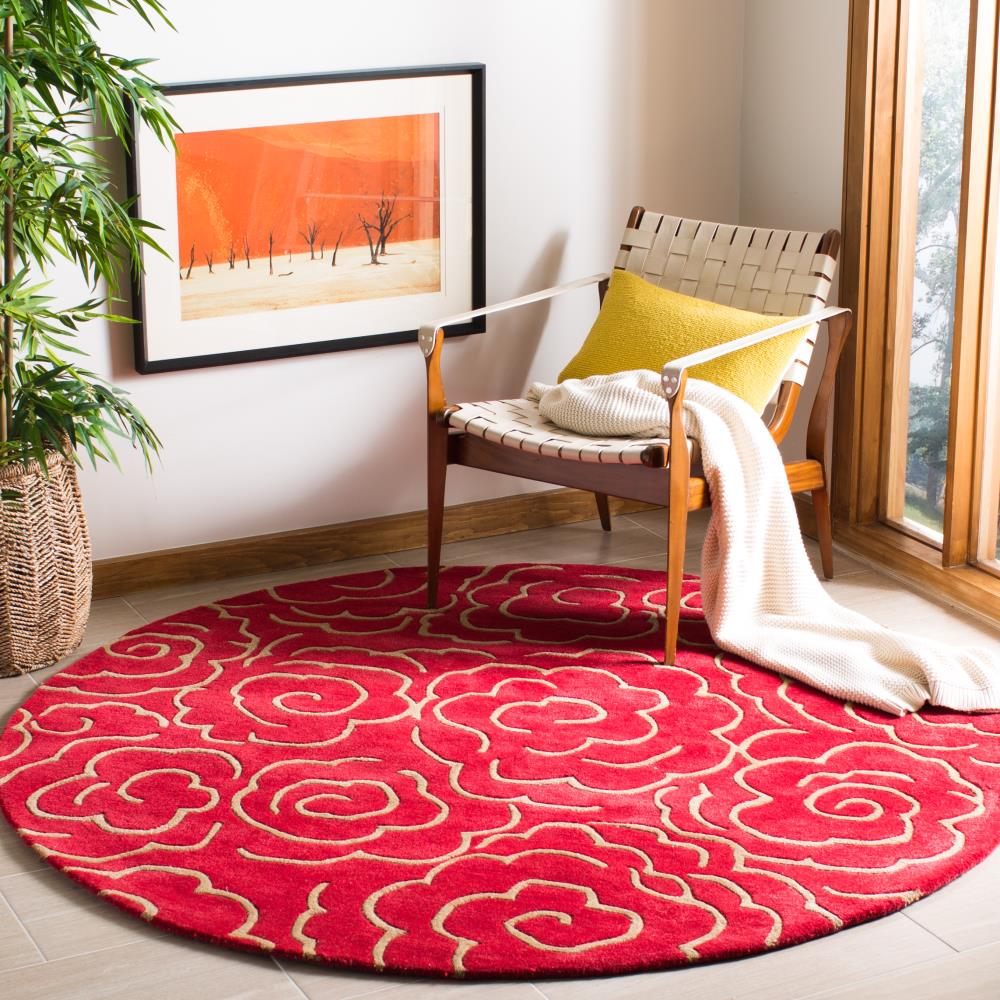 Terracotta Rug 8x8 Wool 6x6 Rugs Rust Rugs 5x5, Round Rugs, Living Room Rugs  