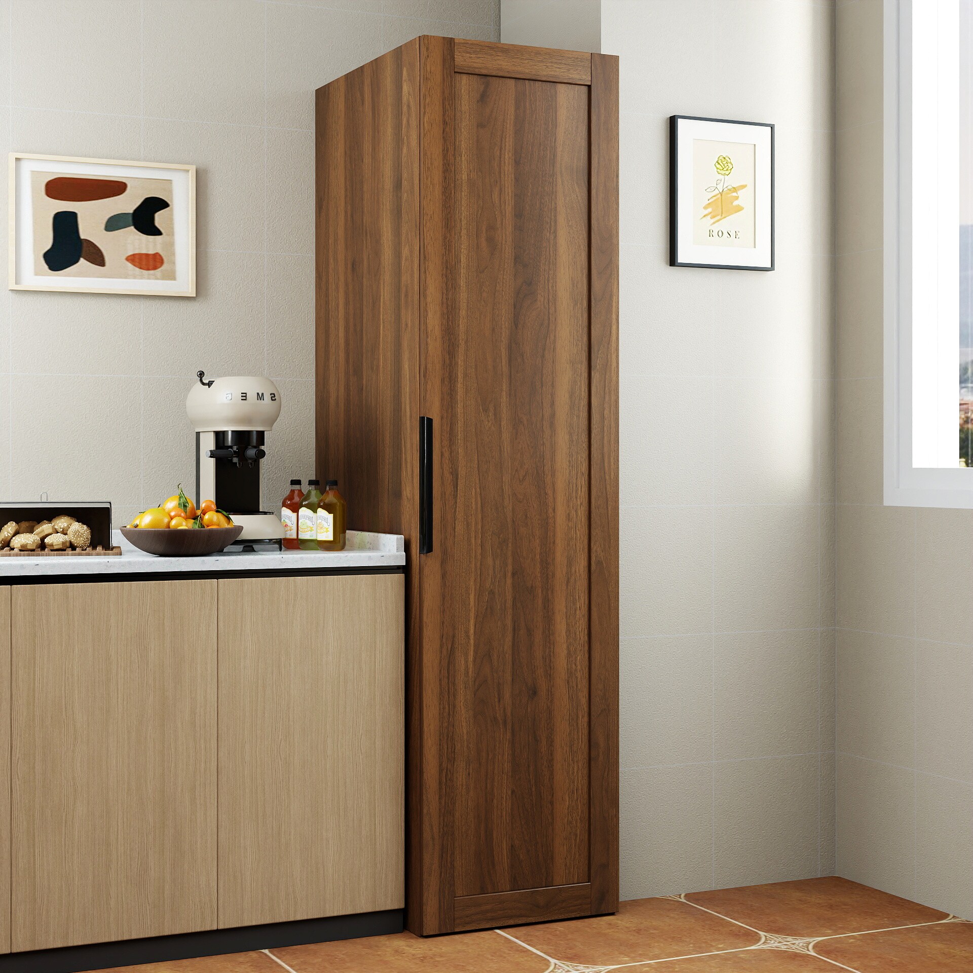 Tinyhomie Brown Household Buffet Cabinet Door Shelf Design Kitchen ...