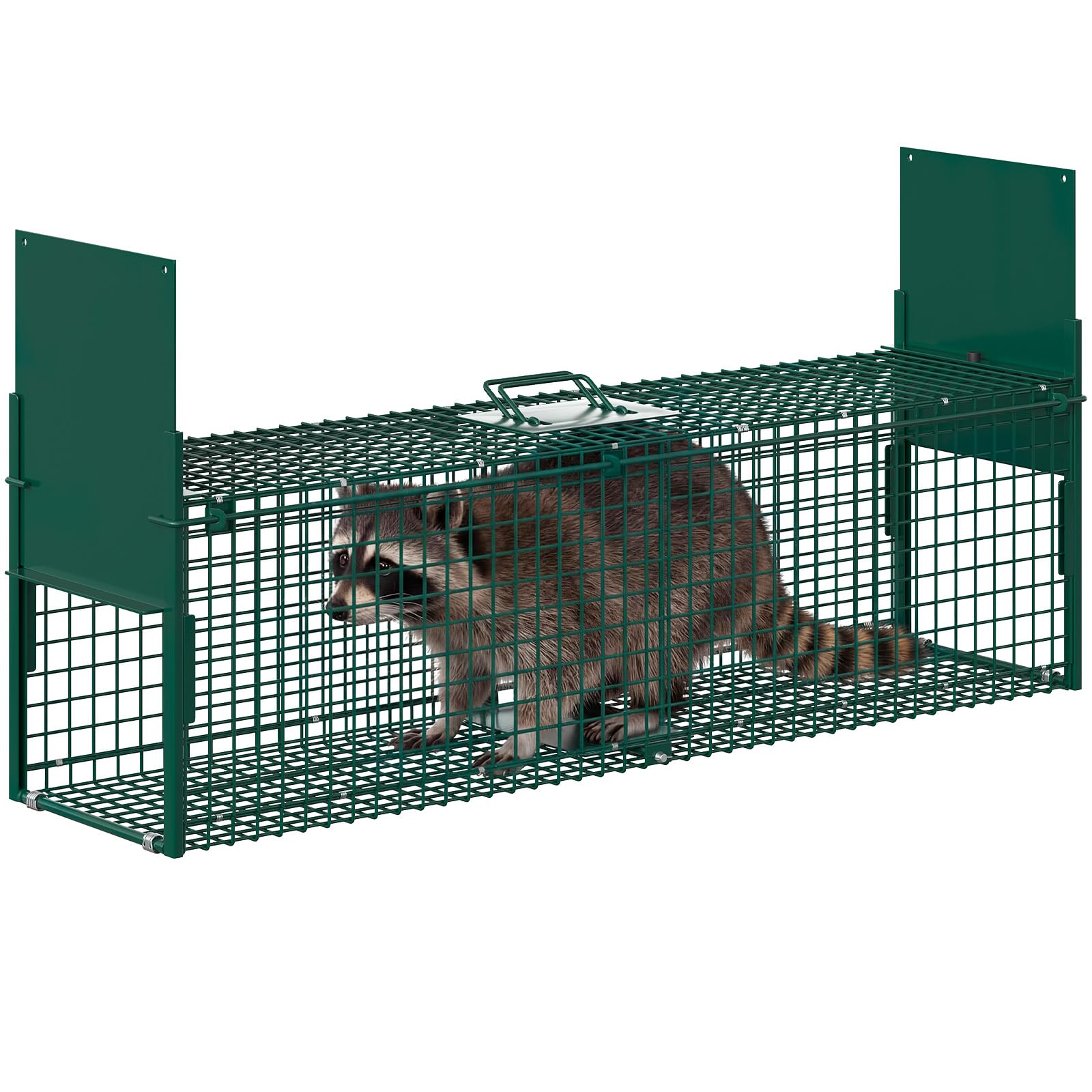 Garvee 33in 2-Door Live Animal Trap Cage with Carrying Handle and Sensitive Trigger Collapsible Steel for Raccoons Cats Rabbits Skunks Small Foxes 33.07 x 10.24 x 10.24 inch