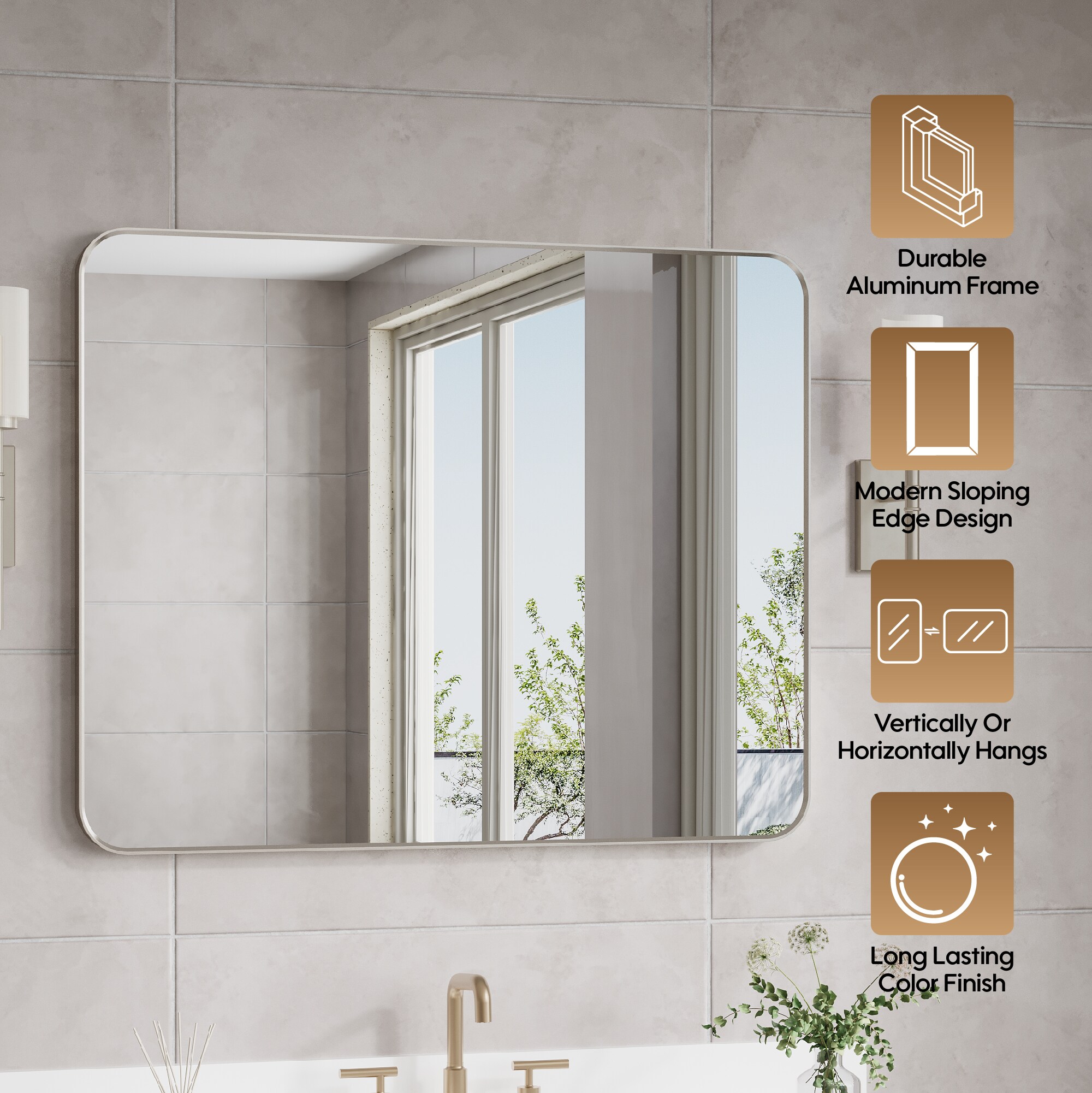 WELLFOR MD2832MR-WT Framed-Bath-Mirrors - View #4