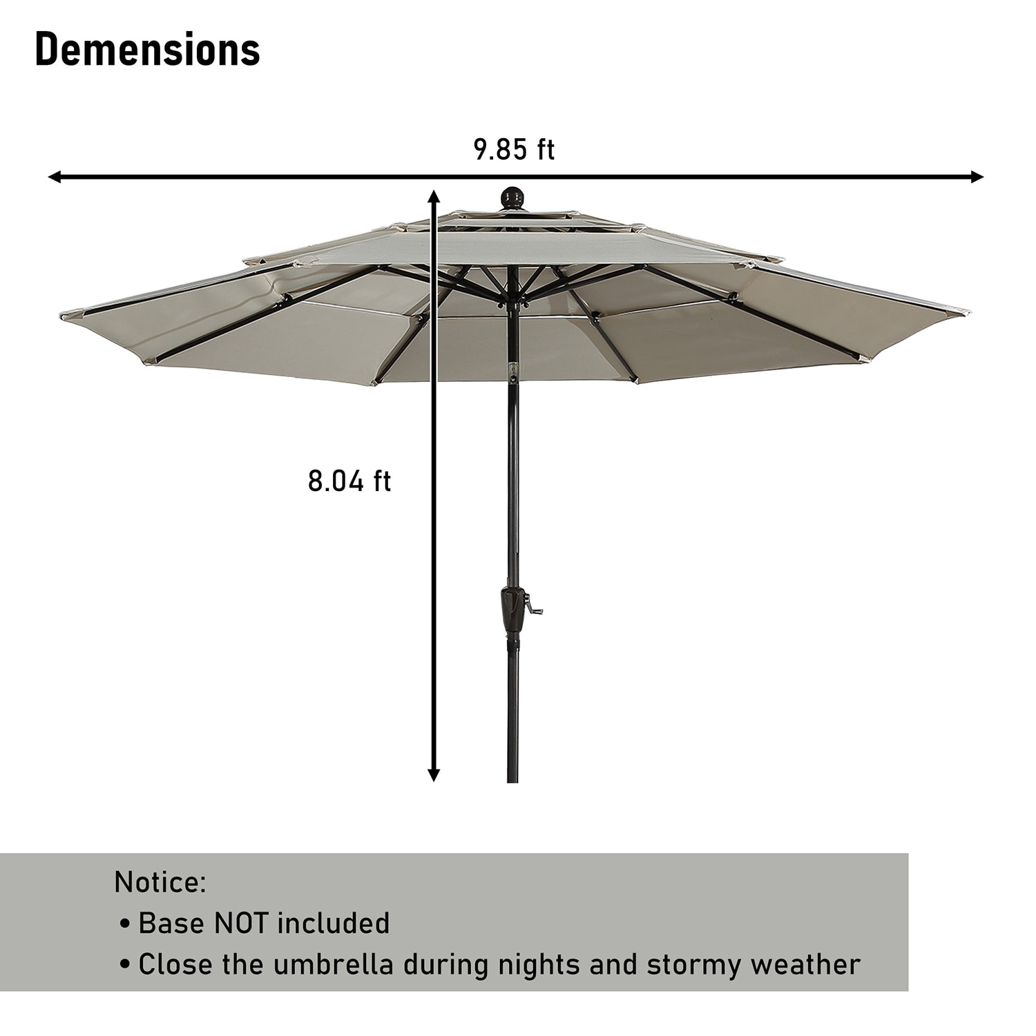 GZMR 10 ft Beige Patio Umbrella with Adjustable Angle, Ventilated ...