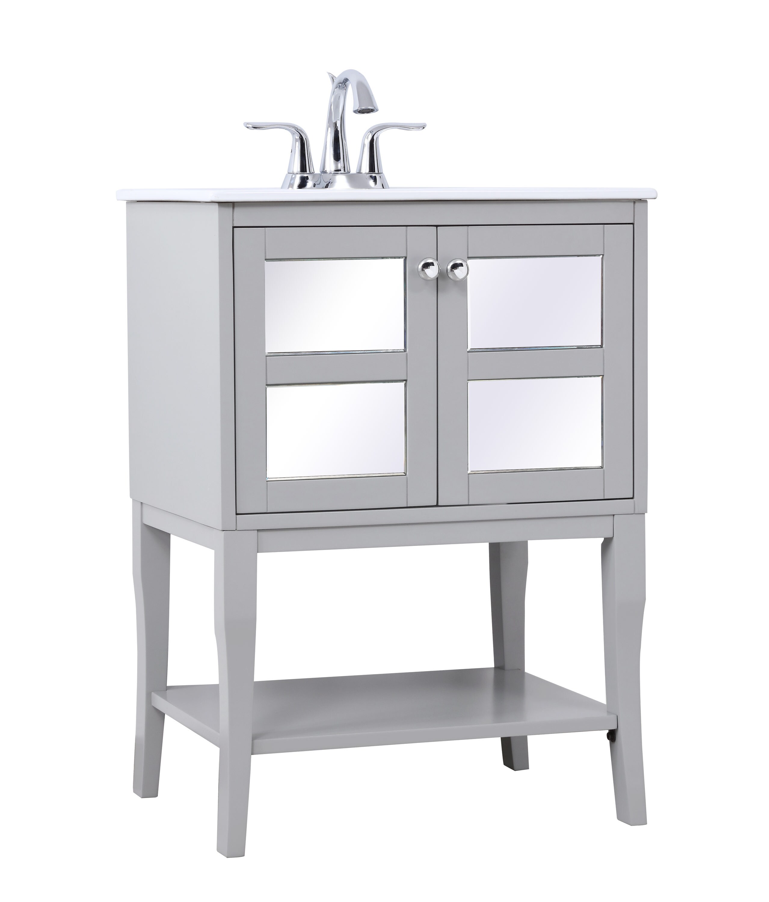 Elegant Decor Home Furnishing 24 In Grey Single Sink Bathroom Vanity   49750064 