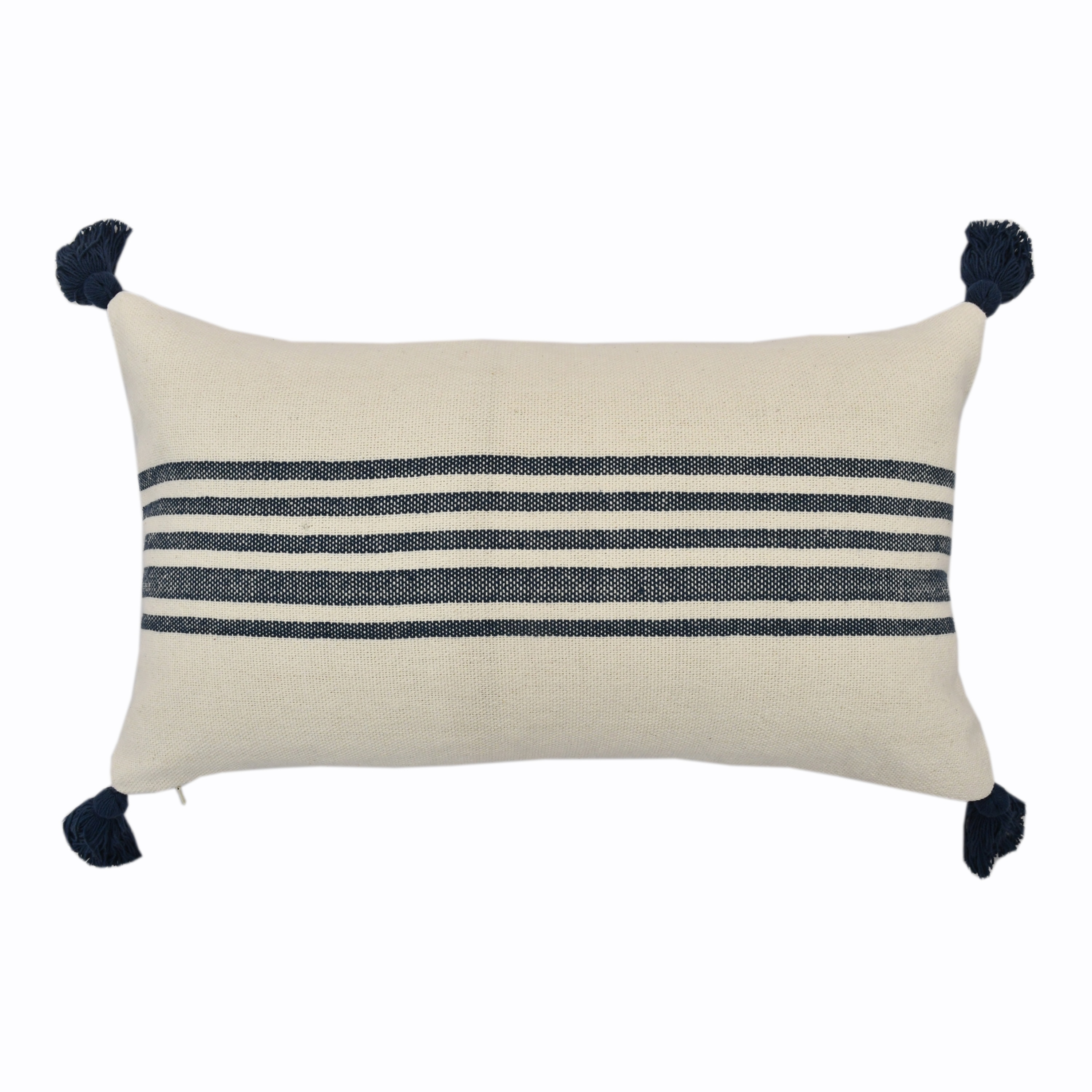 allen + roth Stripe pillow navy 12-in x 20-in Blue Oblong Indoor Decorative Pillow Cotton | VO-SU-20-163