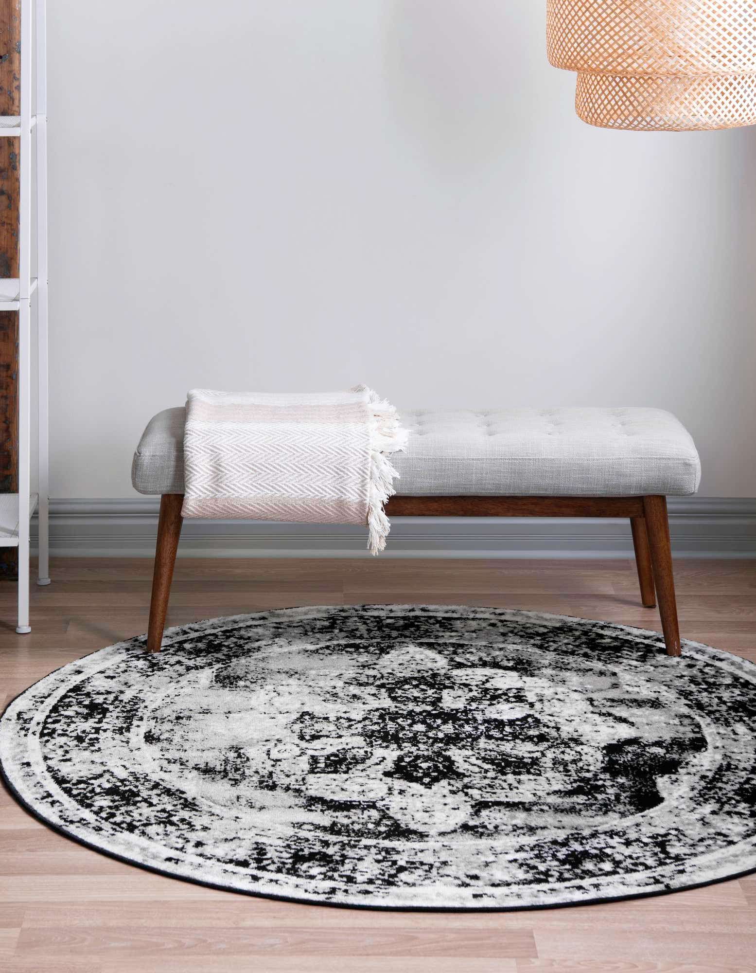 Unique Loom 3193478 Sofia 10 x 10 (ft) Loomed Polypropylene Black Round Indoor Area rug