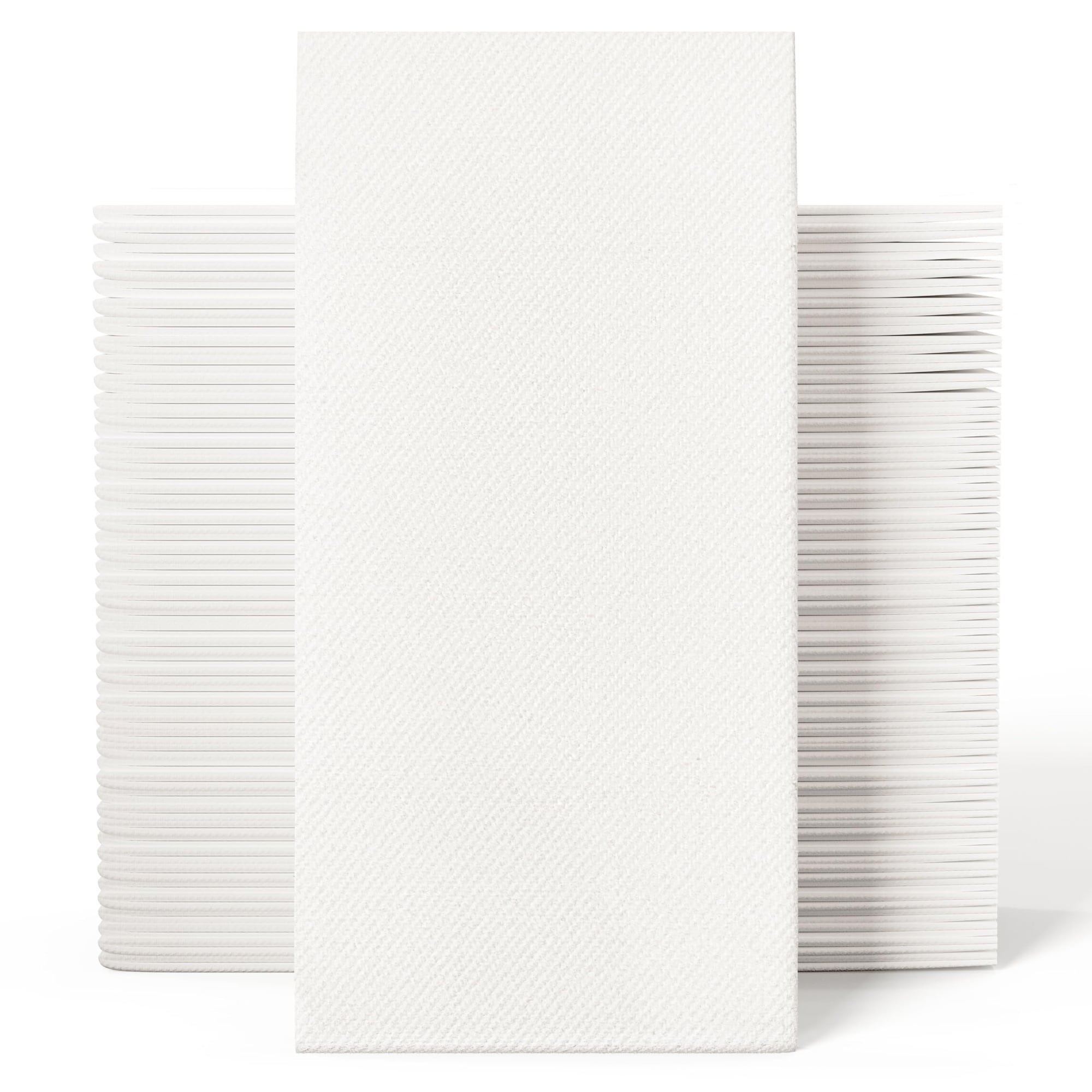 LAIFUCAM  100 pack Disposable Hand Towels Linen Feel Soft Absorbent Paper Napkins for Bathroom Guest Kitchen Parties Weddings White Cloth Like