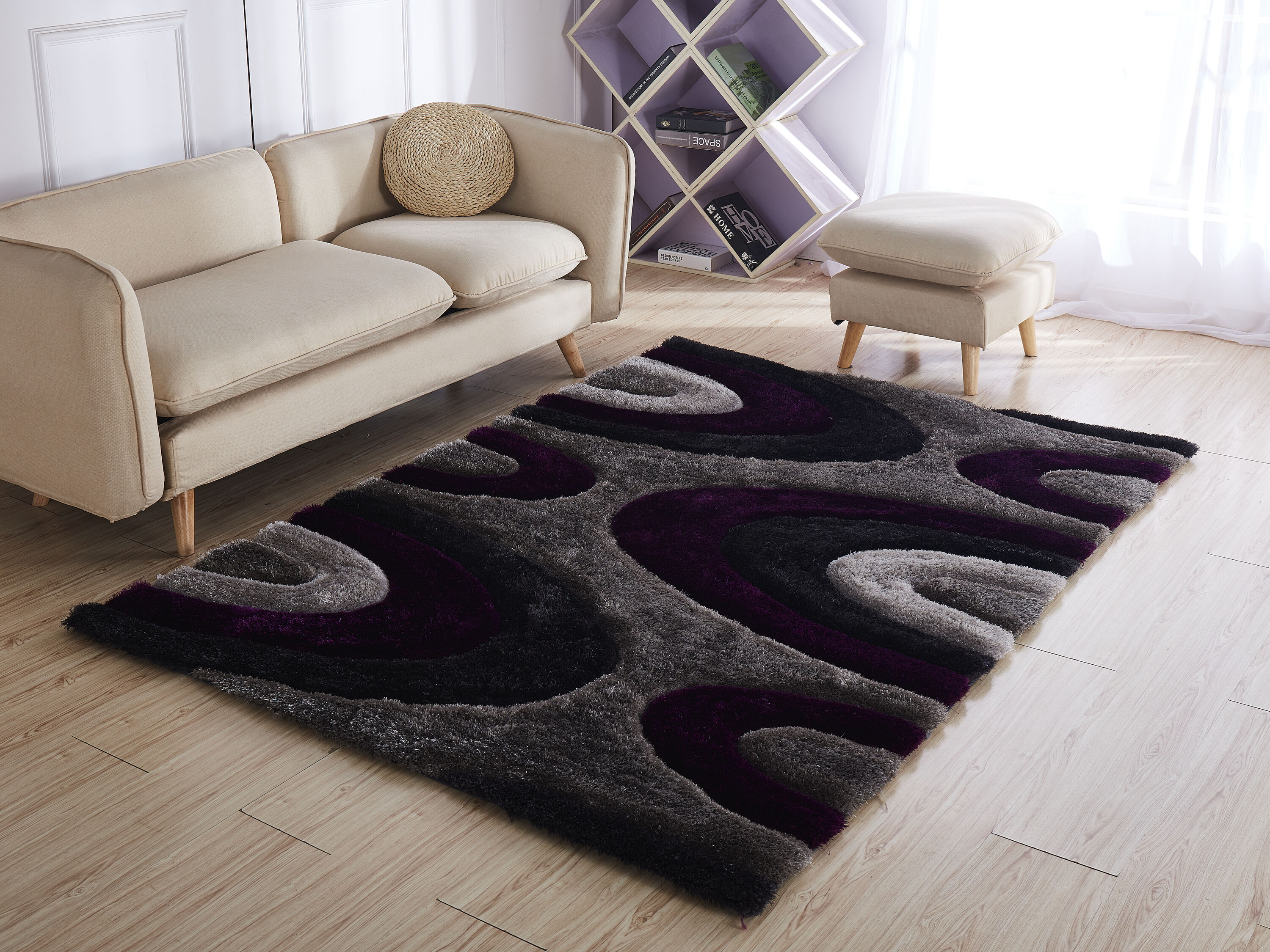 MDA Rugs MS2657 Mateos 5 x 7 (ft) Polyester Gray and Purple Rectangular Indoor Abstract Area rug