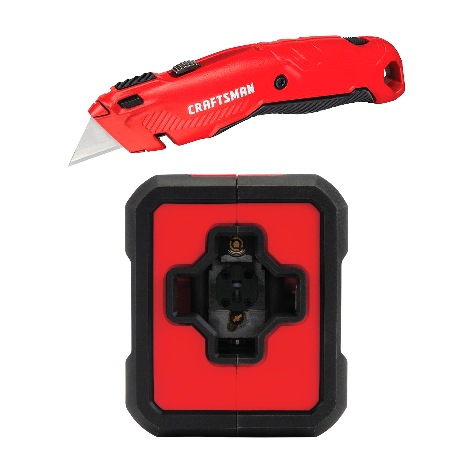 CRAFTSMAN 3/4-in 3-Blade Retractable Utility Knife with On Tool Blade Storage & 36-ft Self-Leveling Outdoor Line Generator Laser Level