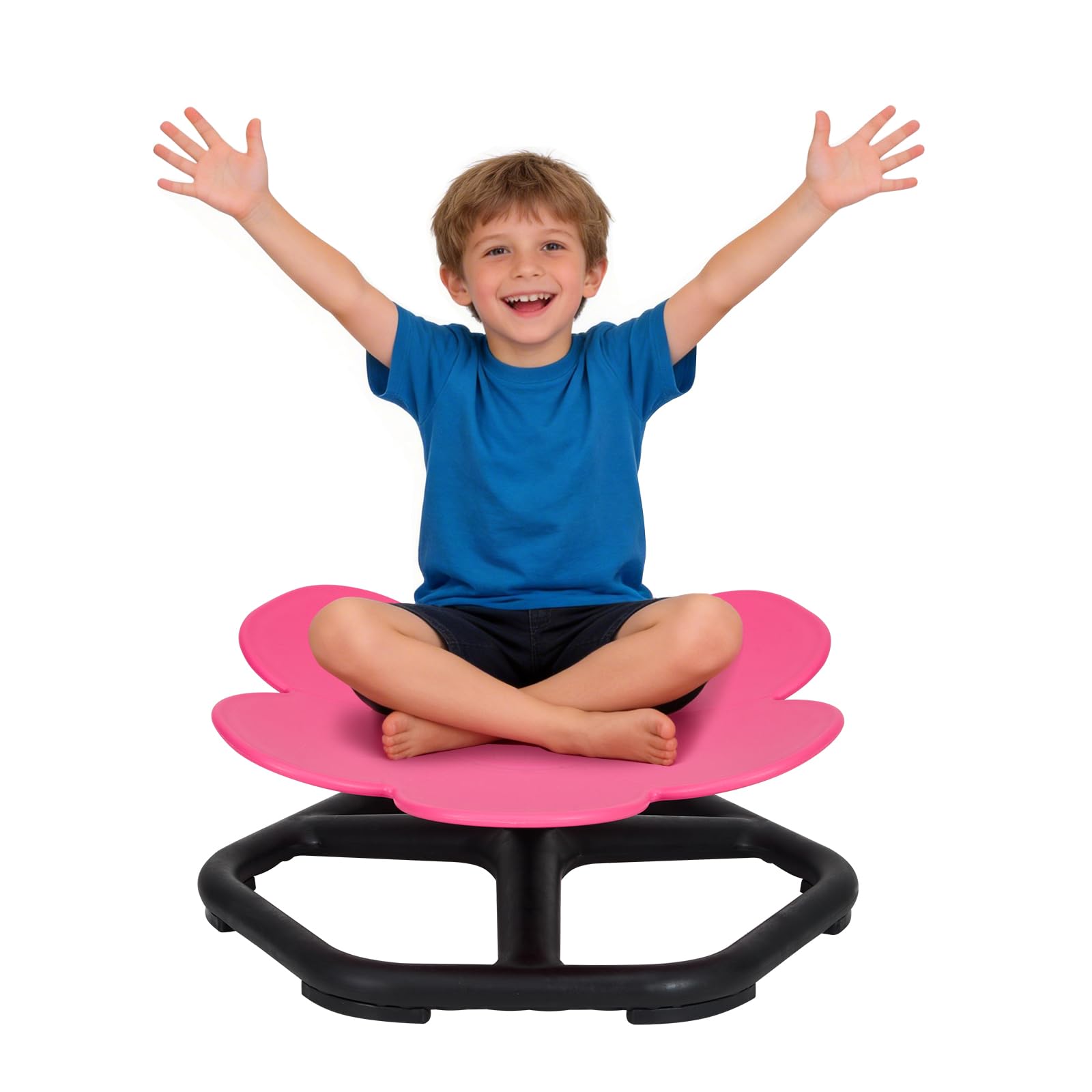 GarveeLife Kids Sensory Swivel Chair 360 Spinning Seat for Autism and ADHD Sensory Integration Balance and Coordination Non Slip Base Indoor Outdoor Playroom Furniture 220 lbs Weight Capacity Pink