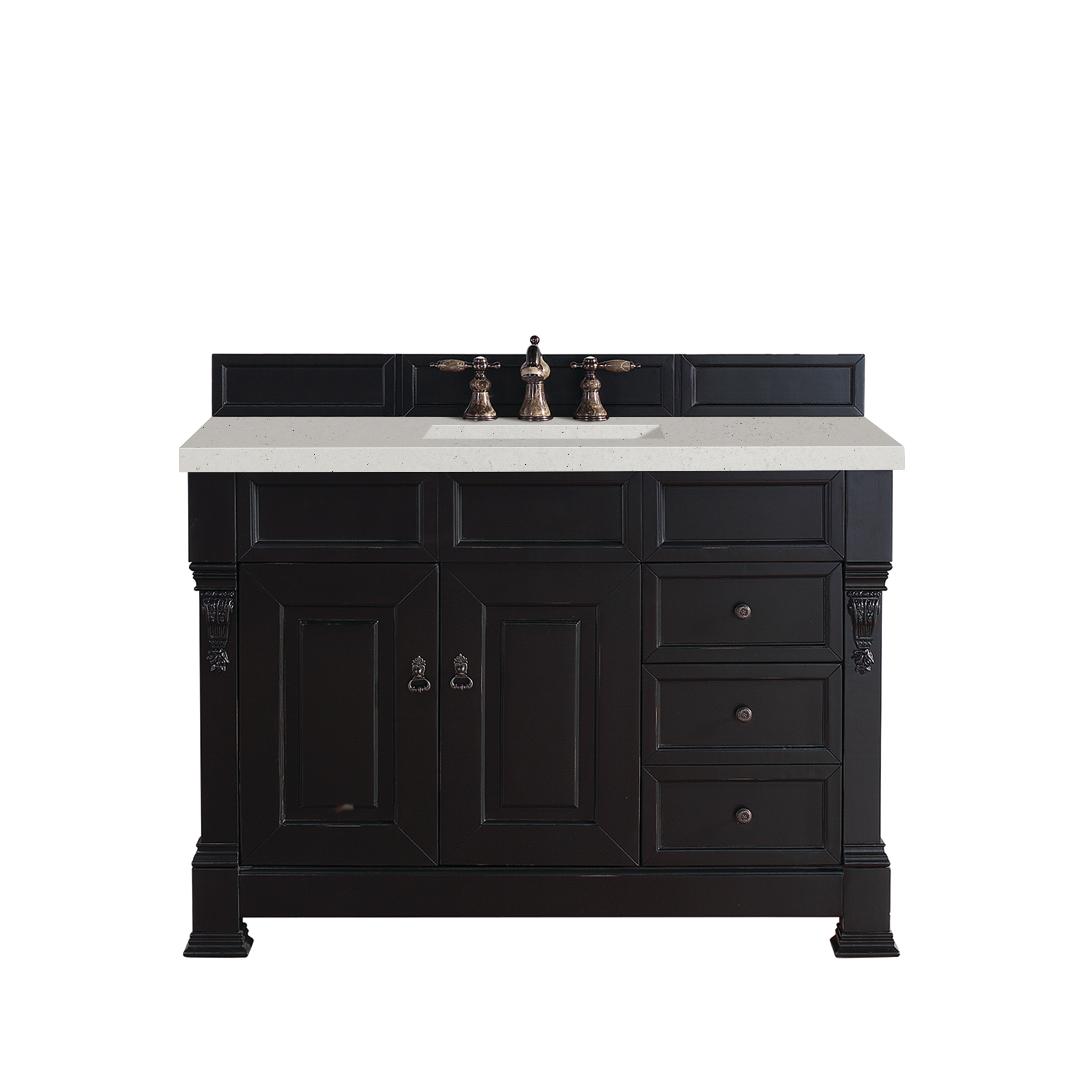 James Martin Vanities 147-114-5236-3LDL Brookfield 48-in Antique Black Undermount Single Sink Bathroom Vanity with Lime Delight Quartz Top