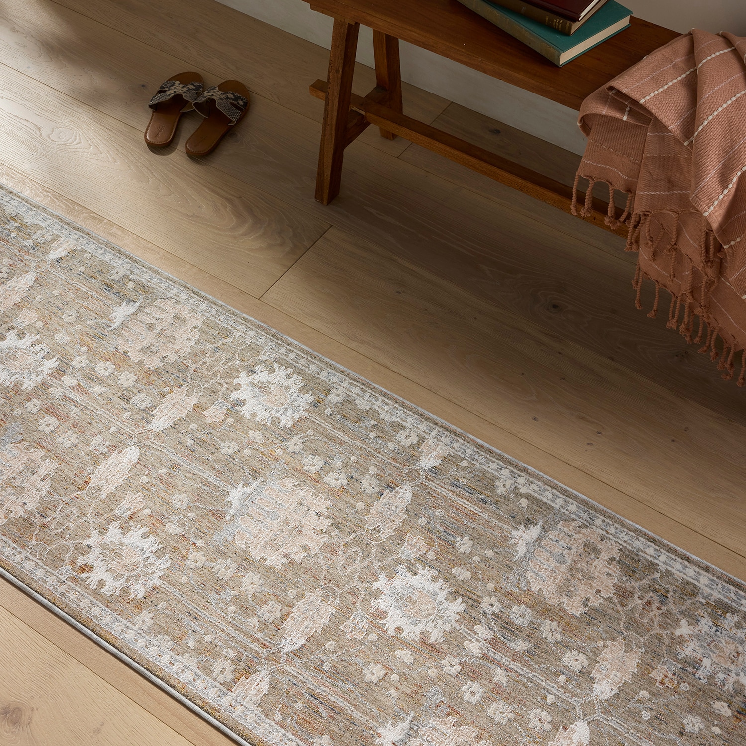 allen + roth LE172BGYLC20A0 Forest Whisper 2 x 10 (ft) Loomed Polyester Beige Rectangular Indoor Runner rug
