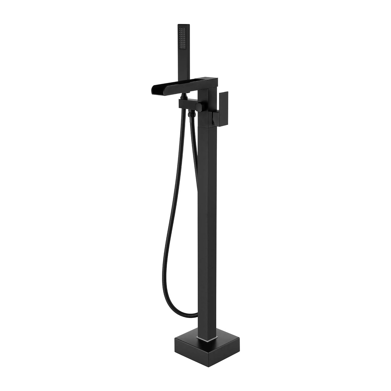 BYH FBF-4001-MB Matte Black 1-handle Freestanding Waterfall Bathtub Faucet with Hand Shower ( Valve Included )